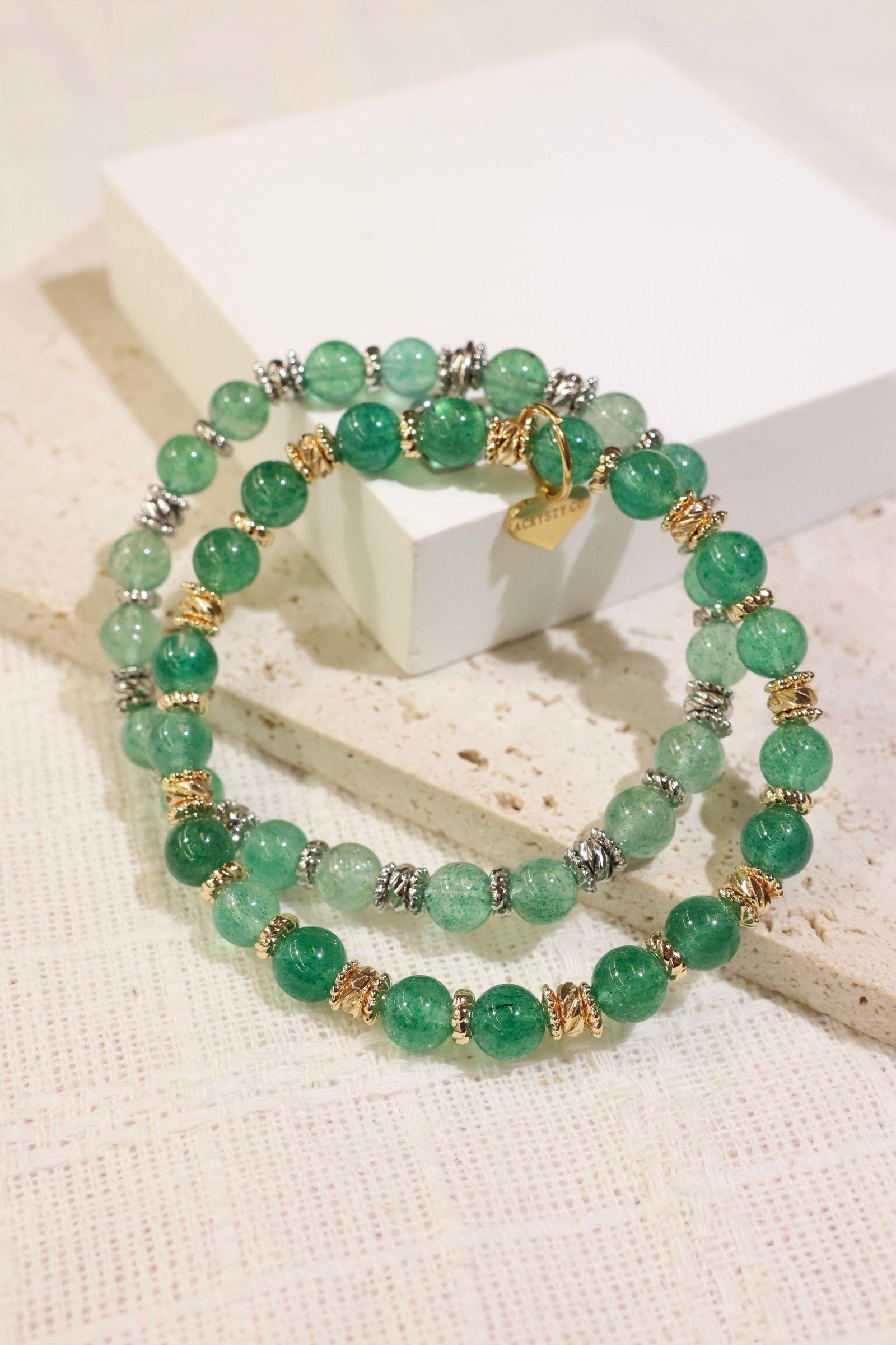 ACD Green Strawberry Quartz Bracelet - Natural Gemstone Healing Jewelry for Women, Fashionable & Spiritual Accessory | Perfect for Meditation, Yoga & Daily Wear