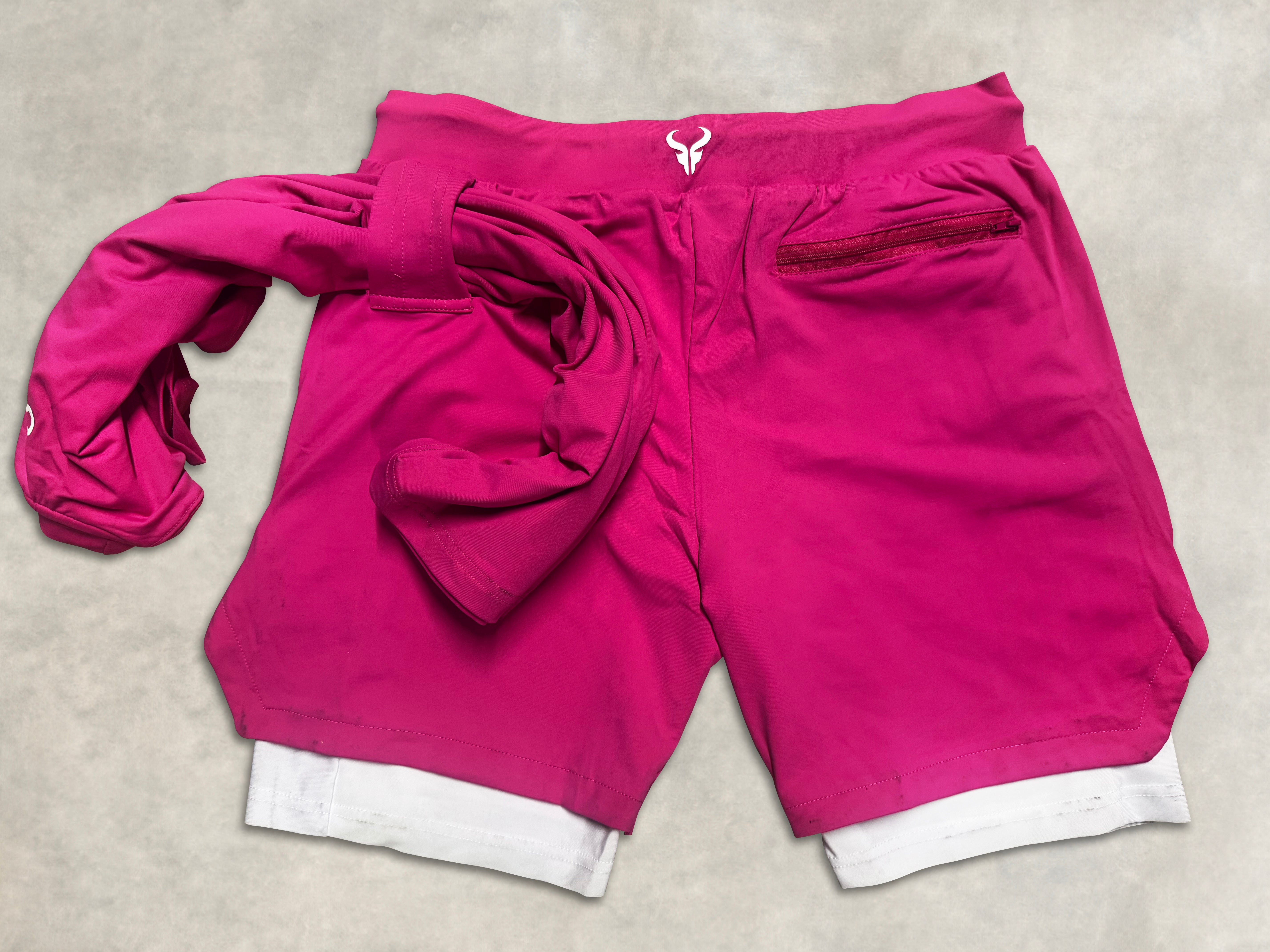 Cerus Magenta Apex 2-in-1 Running Shorts for Men - Lightweight Athletic Workout Shorts with Built-in Liner - Perfect for Gym, Jogging & Outdoor Sports