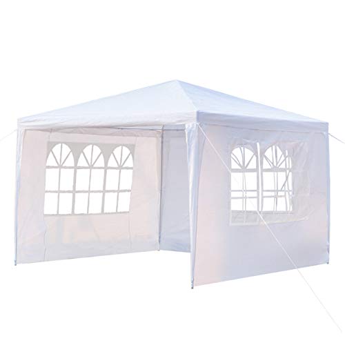 3 x 3m White Waterproof Camping Tent with Spiral Tubes - 3-Sided Shelter for Outdoor Adventures, Beach Picnics & Backyard Parties