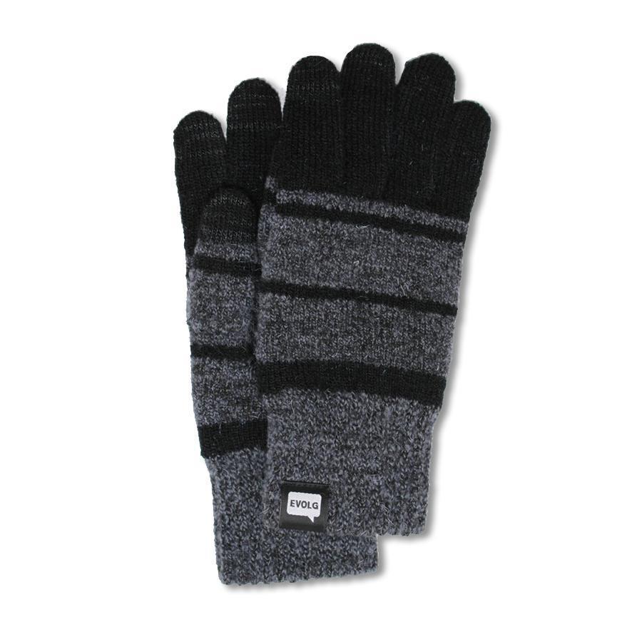 Atlus Knit Gloves for Men & Women - Black & Charcoal Winter Gloves - Warm Touchscreen Compatible Gloves for Running, Hiking, and Outdoor Activities