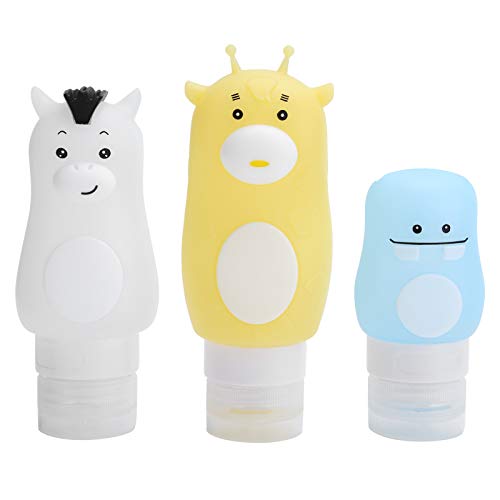 Refillable Travel Bottles Set - Cute Cartoon Animal Squeeze Bottles for Lotion & Cosmetics | Leakproof Portable Empty Containers for Business Travel & Vacation | Perfect for Toiletries, Shampoo, Skincare Products