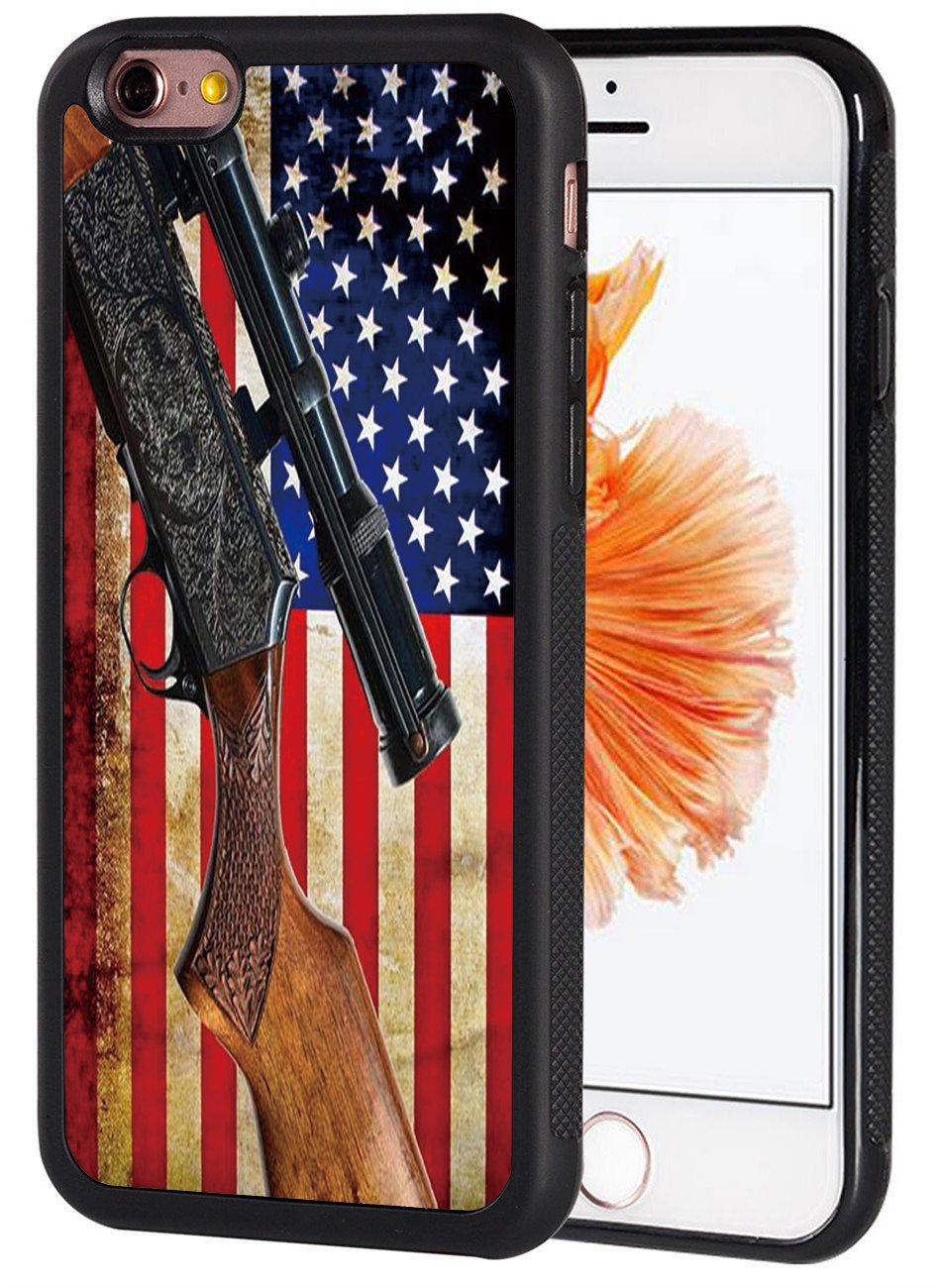 Premium American Flag & Firearms Design Slim TPU Case for iPhone 6/6S (4.7 inch) - Shockproof, Anti-Scratch Protective Cover - Perfect for Outdoor Activities, Travel & Daily Use