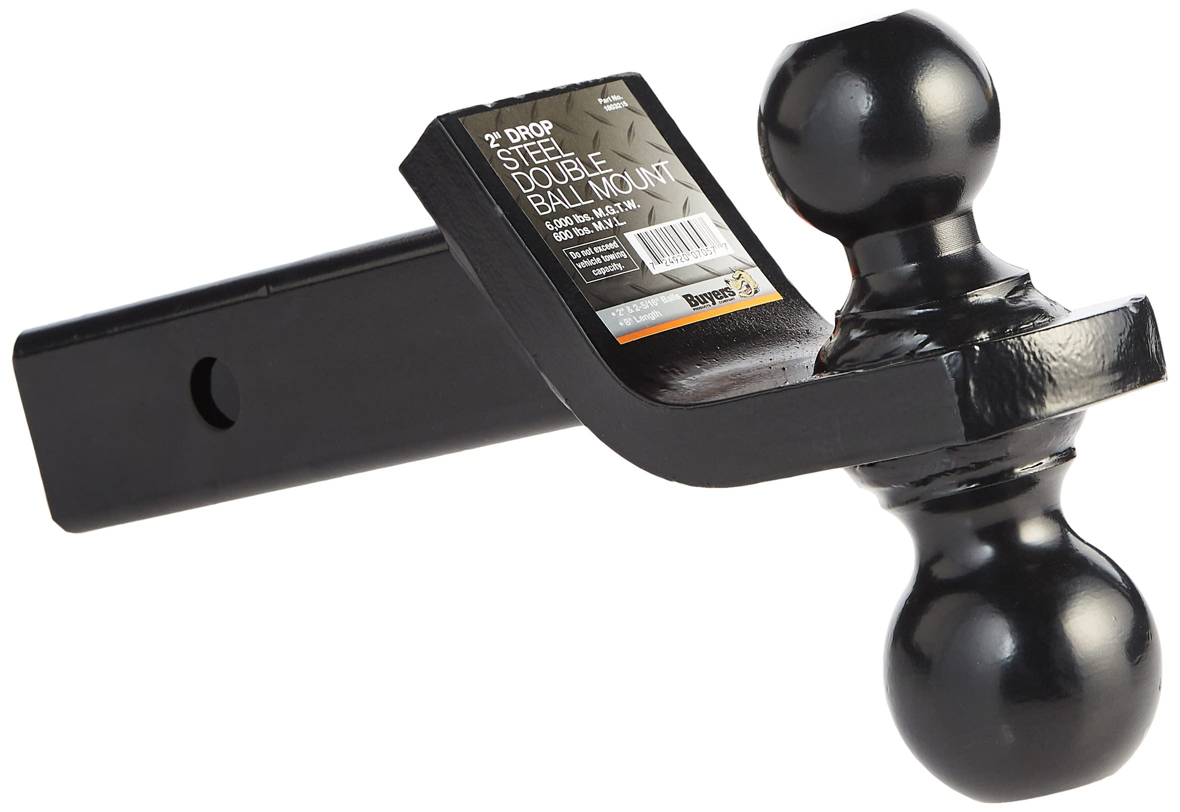 Buyers Products 1803215 Heavy Duty Double Ball Mount Trailer Hitch - Perfect for Towing Trailers, Boats & Campers