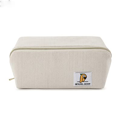 Waterproof Travel Makeup Bag - Opens Flat for Easy Access, Cosmetic & Toiletry Organizer for Women | Perfect for Daily Use, Travel, Gym & Beauty Essentials (Ivory)