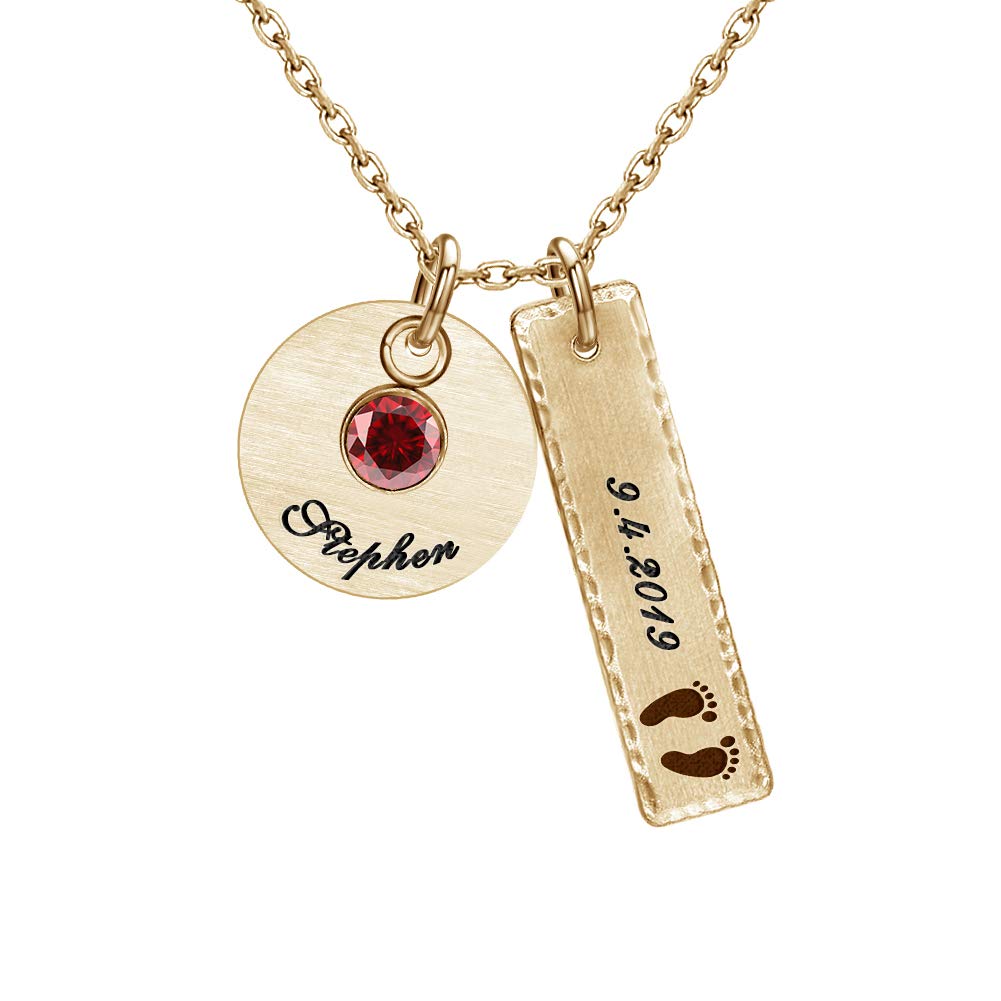 Personalized Baby Footprint Necklace - Custom Engraved Name & Date Gold Plated Pendant - Unique Newborn Gift for Mom - Perfect for Christening, Baby Shower & Mother's Day