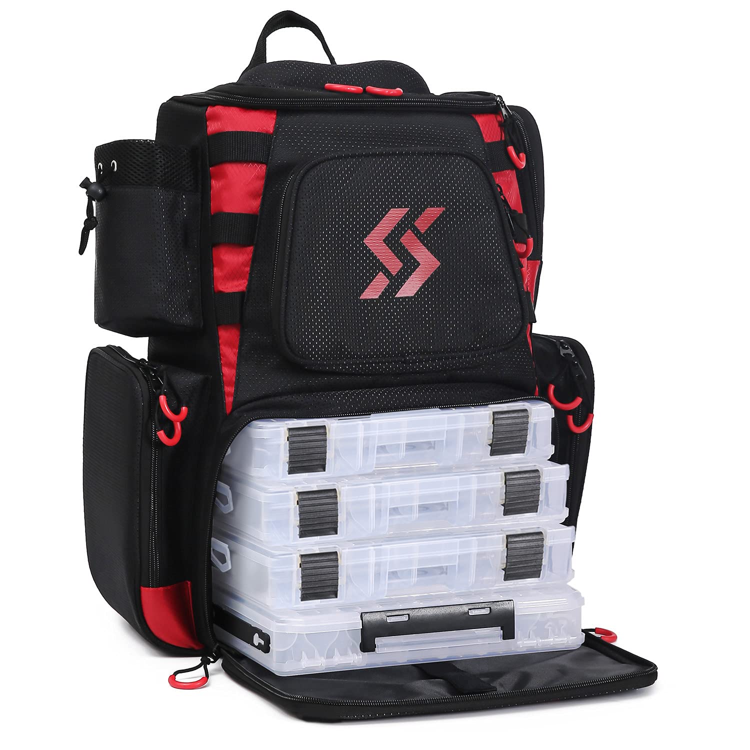 Waterproof Fishing Tackle Backpack with 4 Storage Trays & Rain Cover - Durable Fishing Gear Organizer for Camping, Hiking, Kayaking and Outdoor Adventures