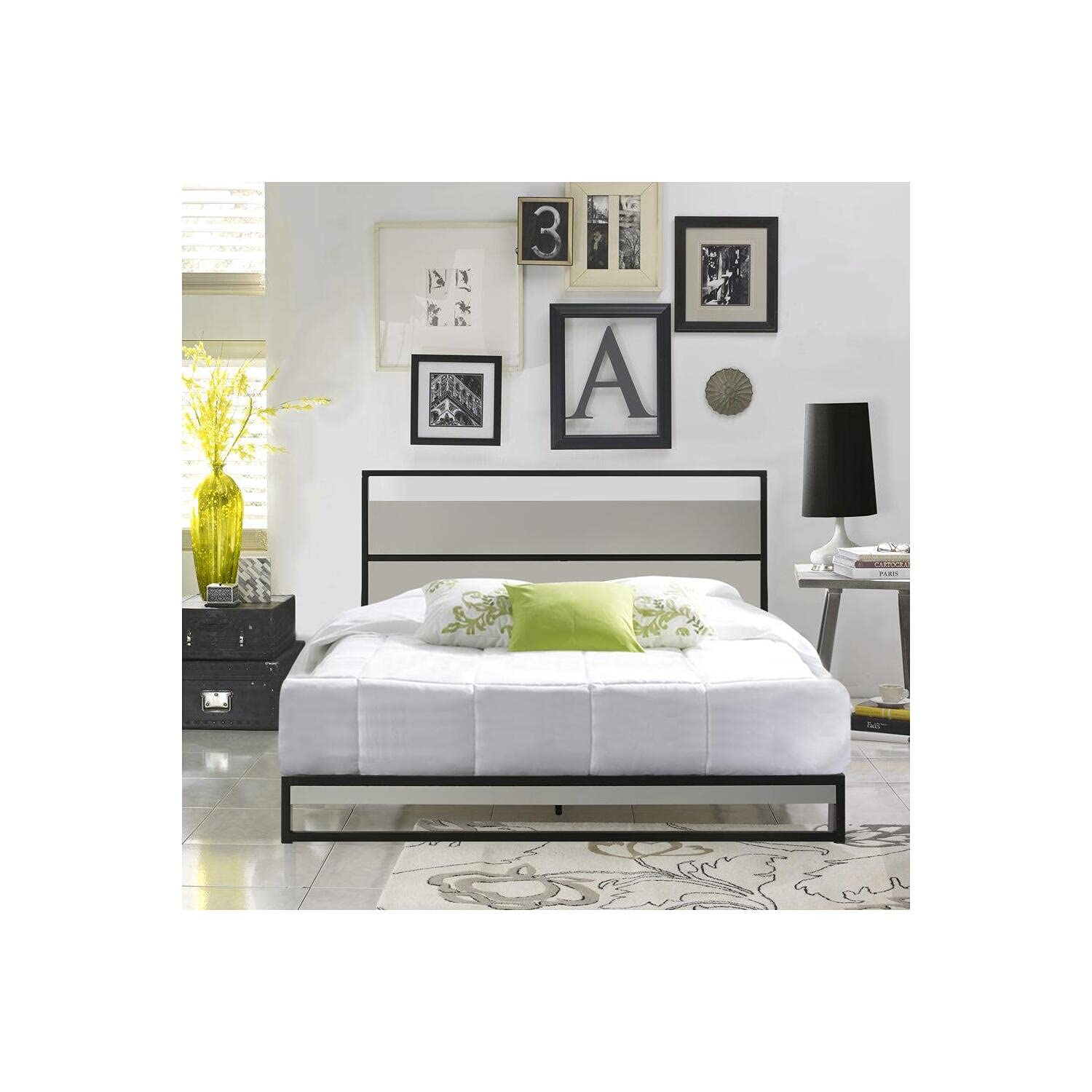 Belle Isle Furniture Eagle Harbor Full Size Bed Frame in Black & Gray - Modern Bedroom Furniture for Small Spaces & Guest Rooms