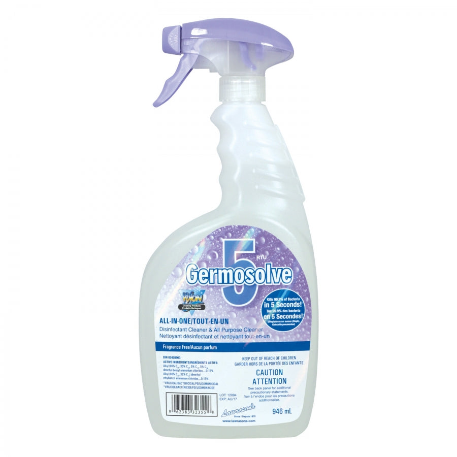 GermSolve 5 All-in-One Disinfectant Cleaner - 32oz Bottle (946ml) - Hospital-Grade Sanitizer for Home, Office & Healthcare Facilities