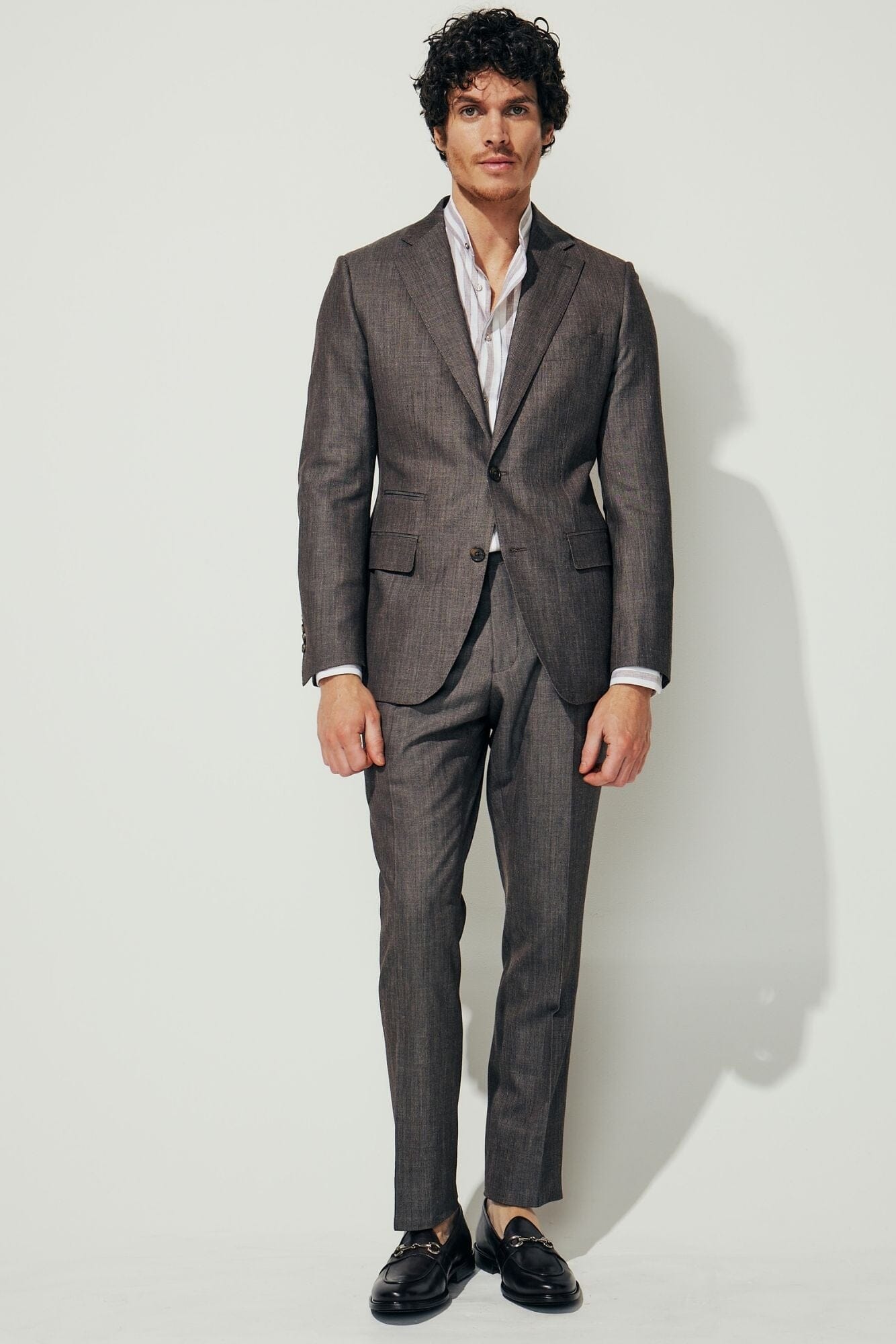 Greyson Suit - Light Brown Grain Wool Silk Linen Blend Men's Business Suit | Perfect for Office Wear, Weddings & Formal Events