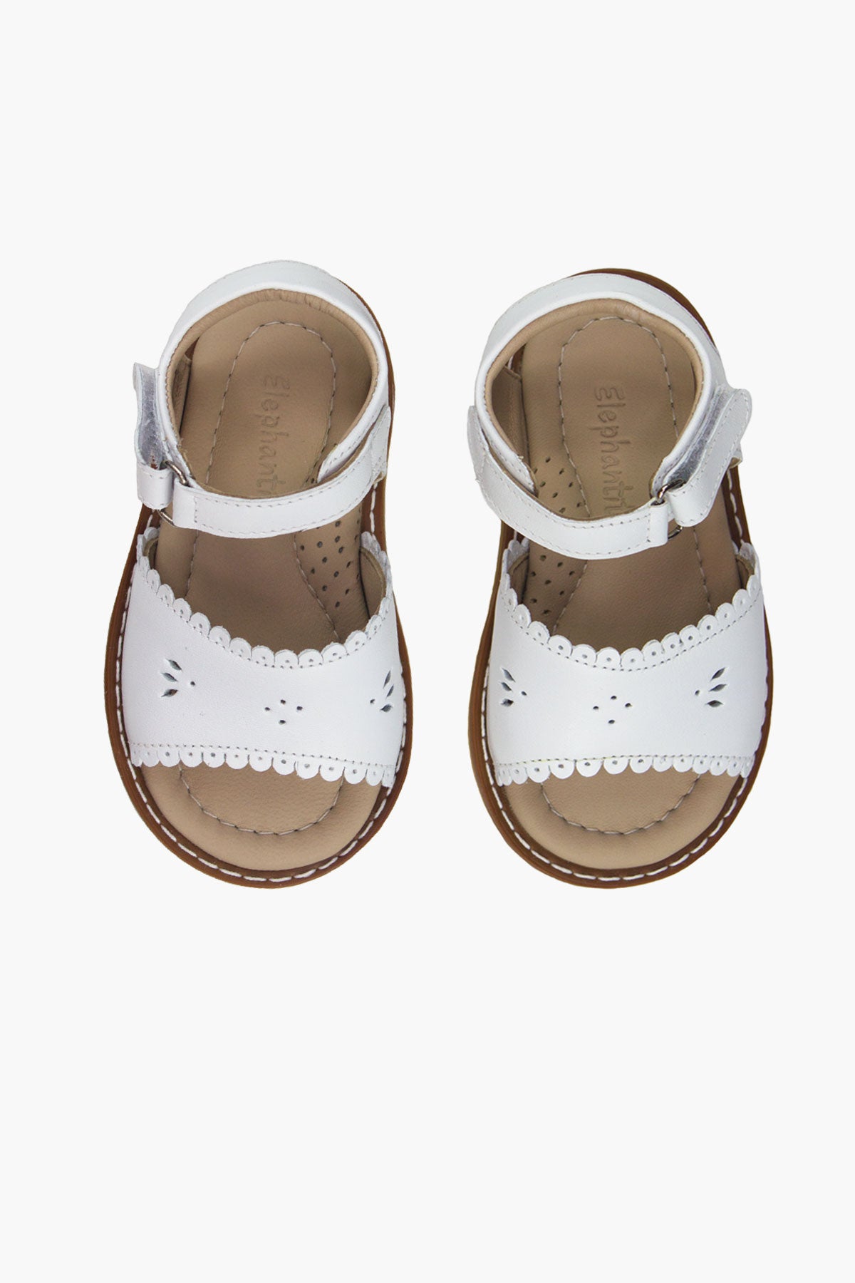 Elephantito Classic Baby Sandals for Boys & Girls - Soft & Comfortable First Walking Shoes - White (Size 0-12 Months) - Perfect for Beach, Park & Summer Outfits