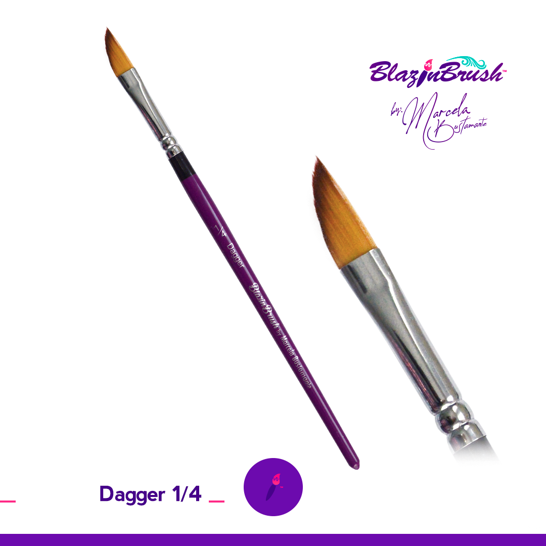 Blazin Brush Dagger 1/4 Inch - Premium Quality Paint Brush for Artists & DIY Projects - Perfect for Canvas Painting, Wall Touch-Ups & Crafting