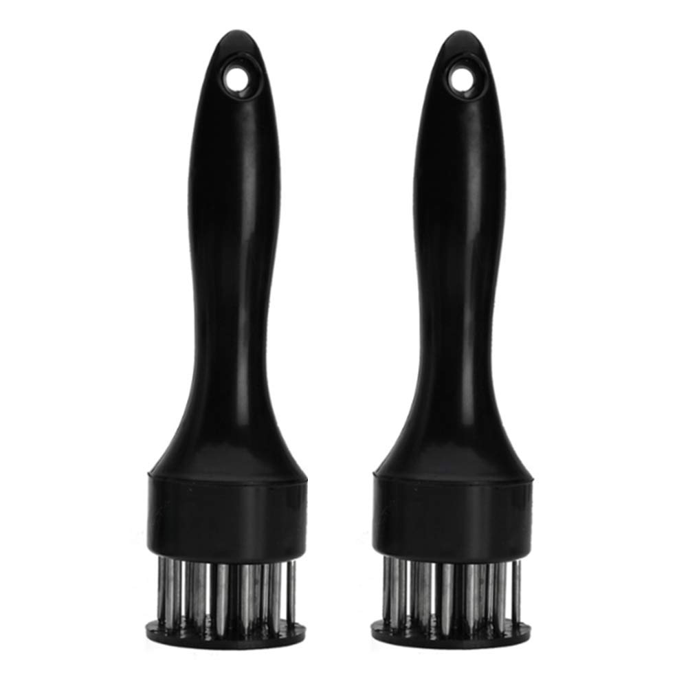 Premium 2-Pack Stainless Steel Meat Tenderizer Tool - 21 Blades Professional Kitchen Gadget for Juicy BBQ, Steak & Marinade | Perfect for Home Chefs, Grilling & Meat Preparation | V-Shine Jacquard Design (Black)