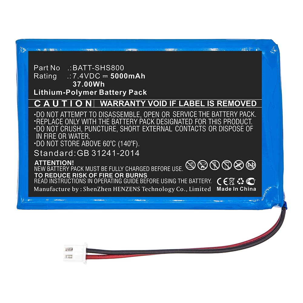 Synergy Digital Equipment Battery - Compatible with Siglent BATT-SHS800 (Li-Polymer 7.4V 5000mAh) - Replacement Power Supply for Test Equipment & Lab Instruments | Perfect for Oscilloscopes, Signal Generators & Electronic Testing