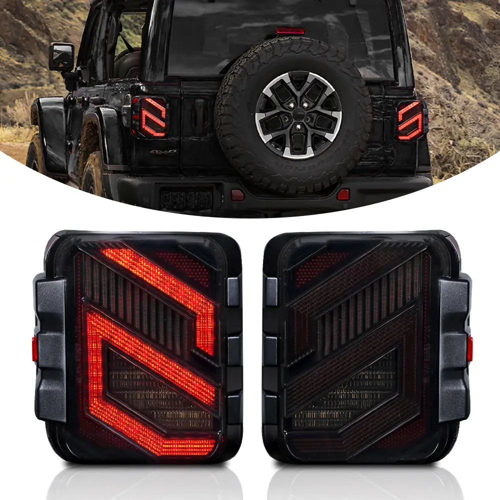 LOYO LED Tail Lights for Jeep Wrangler JL JLU 2018+ - Black Lens S Style Replacement Lights - Waterproof & Durable for Off-Road & Night Driving