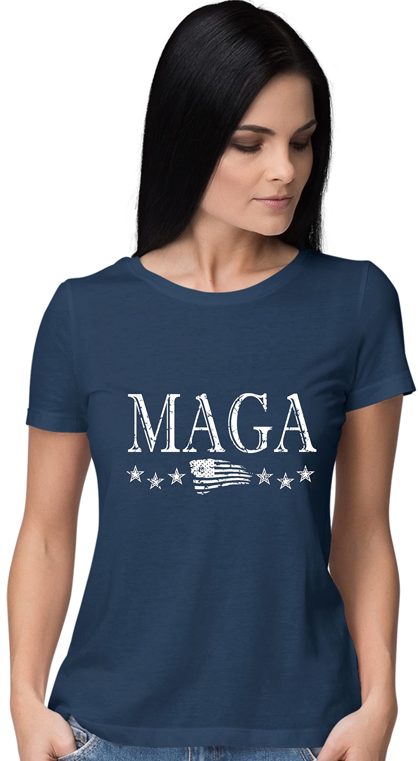 Women's MAGA America First T-Shirt - Patriotic Political Tee for Trump Supporters | Great for Rallies, Campaign Events & Conservative Gatherings