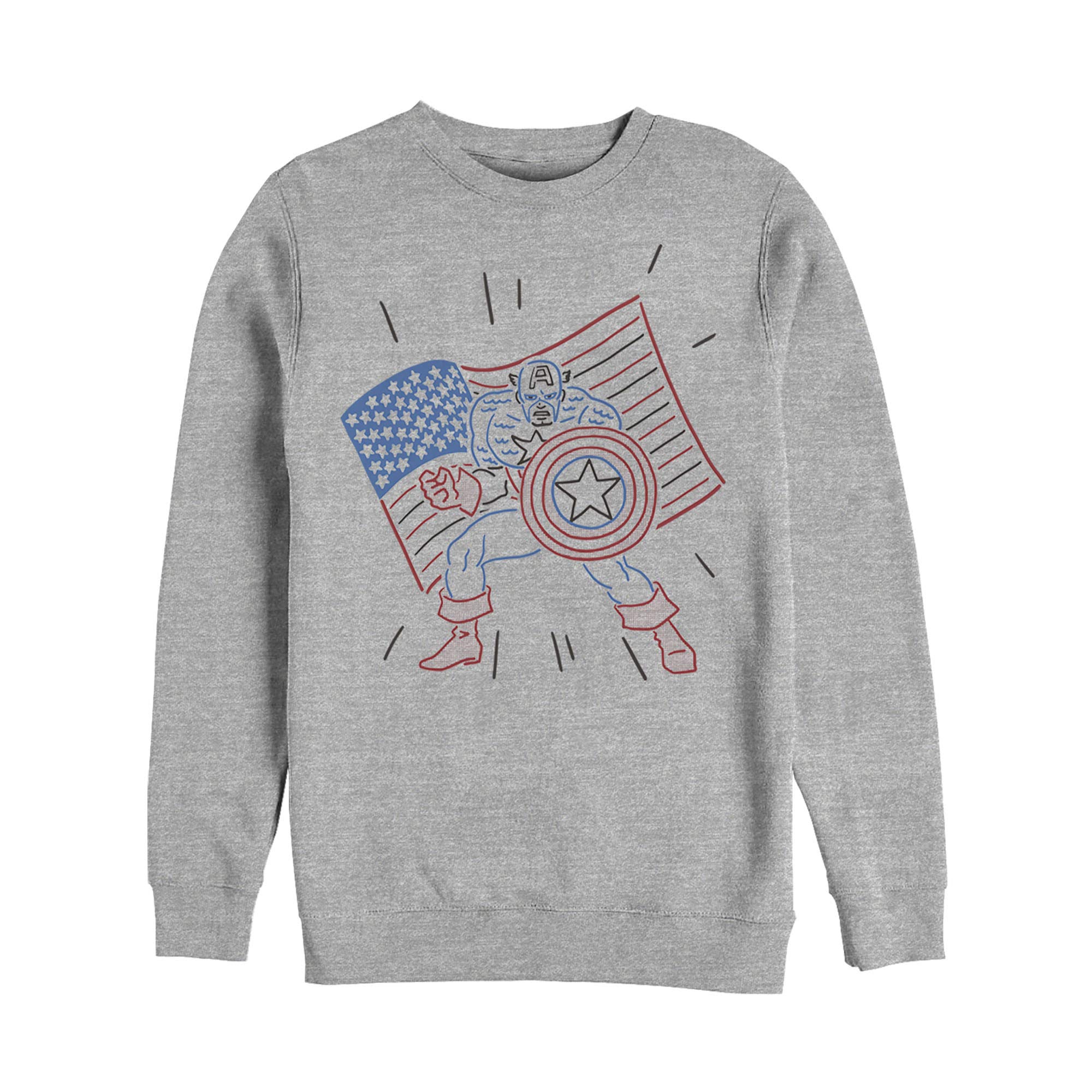 Marvel Captain America Patriotic Sweatshirt for Men - 4th of July Cartoon Graphic Pullover - Perfect for Independence Day Celebrations & Superhero Fans