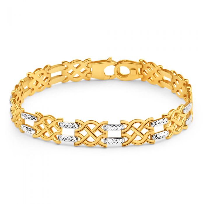 9ct Yellow Gold & White Gold Dazzling Fancy Bracelet for Women - Elegant Fashion Jewelry Gift for Birthday, Anniversary & Special Occasions