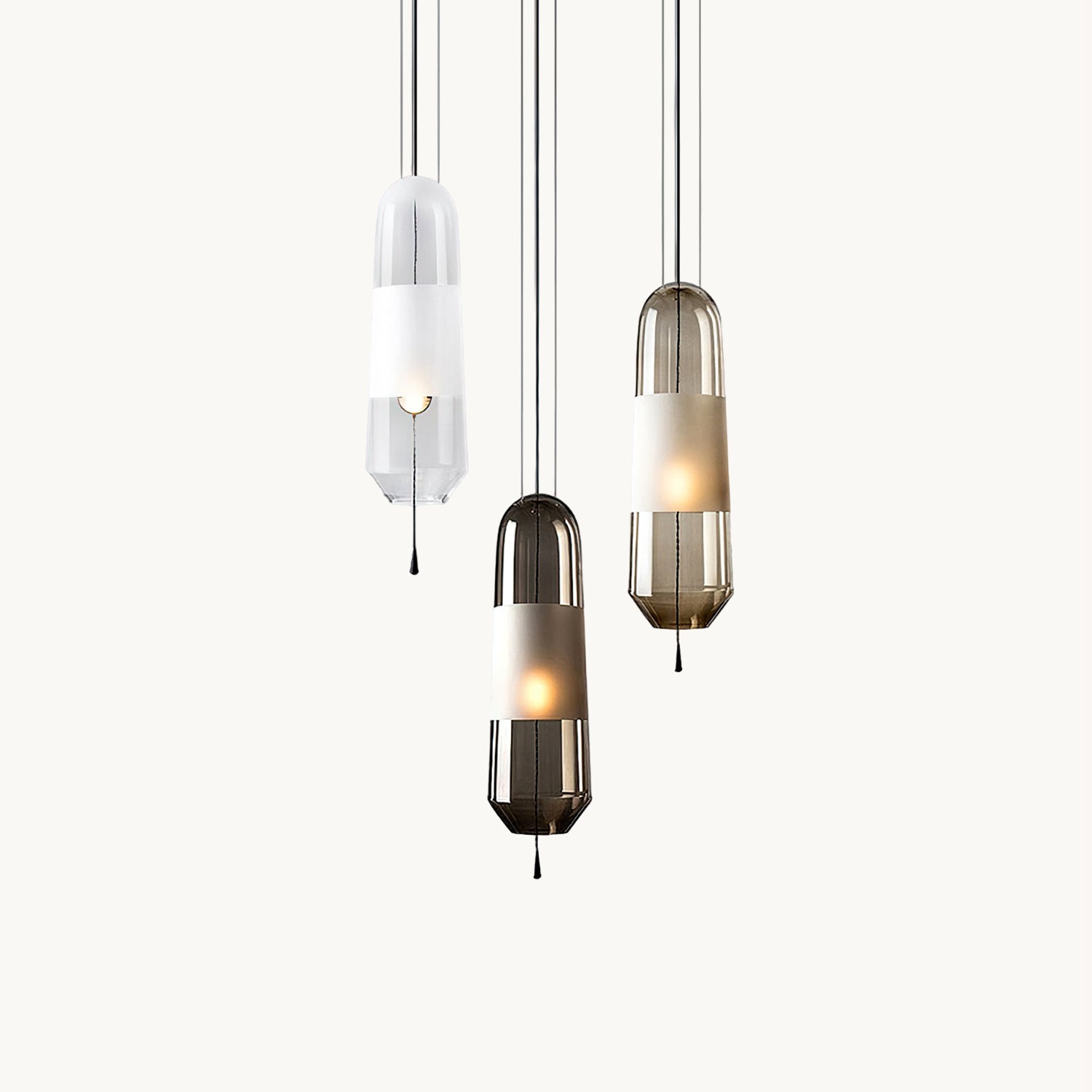 Modern Glass Pendant Light with Capsule Design - Elegant Hanging Fixture for Kitchen Island, Dining Room, or Bedroom Lighting