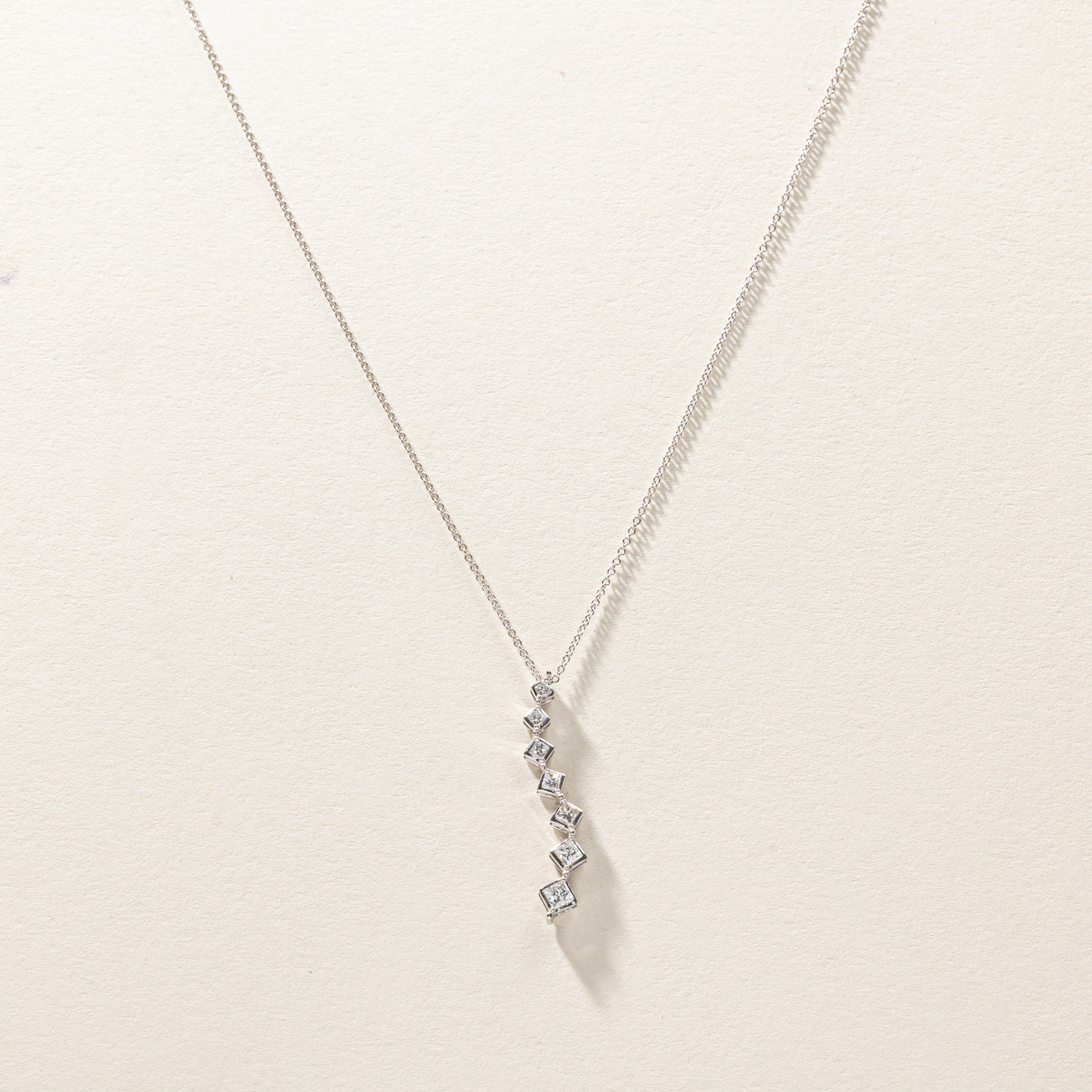 Diamond Journey Pendant Necklace - 0.75 Carat Total Weight (CTW) - 16 Inch Sterling Silver Chain - Elegant Gift for Anniversary, Birthday & Valentine's Day