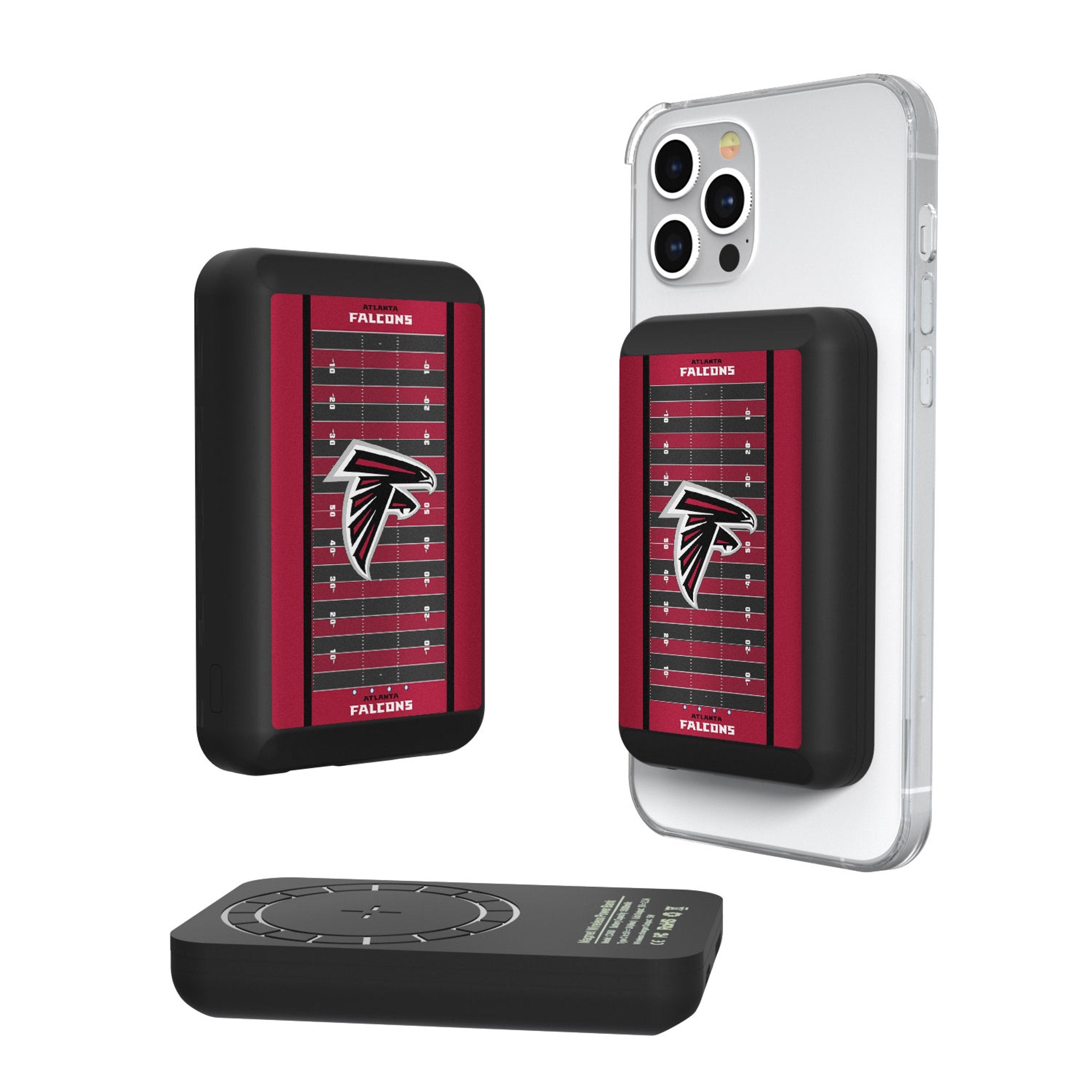 Atlanta Falcons NFL Wireless Magnetic Power Bank 10000mAh Portable Charger - Fast Charging for iPhone, Android, AirPods - Perfect for Travel, Camping, and Game Day