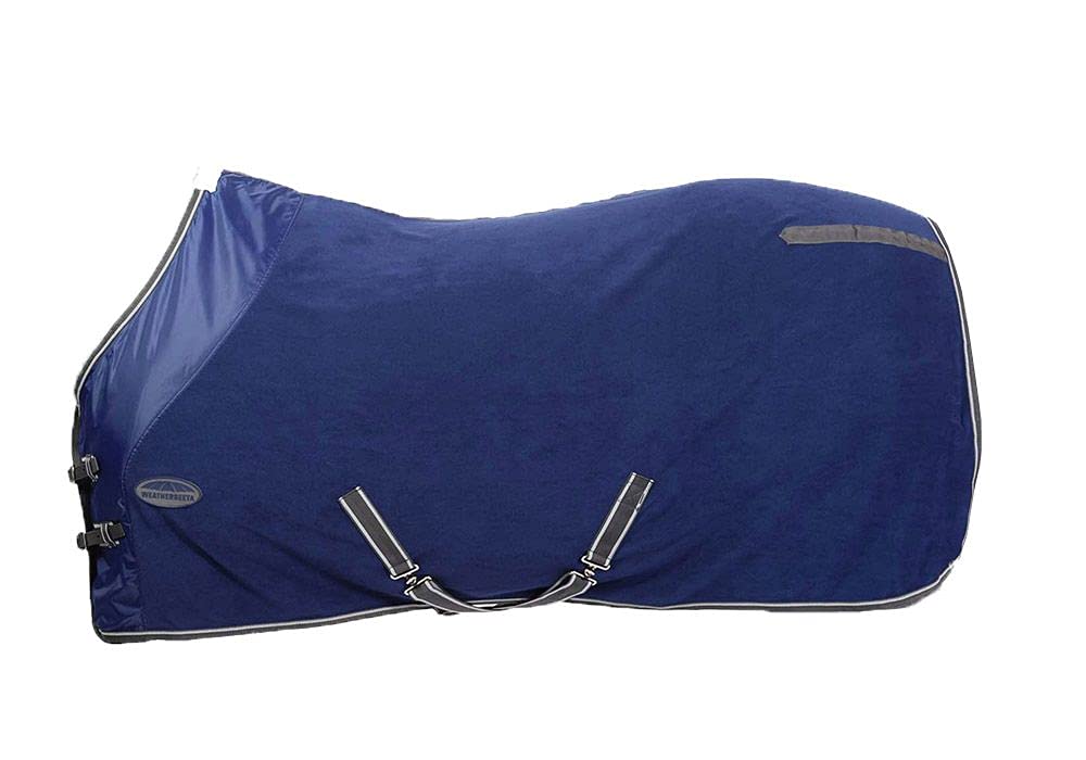 WeatherBeeta Fleece Cooler Standard Neck - Dark Blue/Grey/White for Horse Riding Comfort
