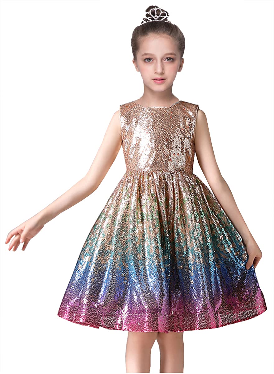 Sparkly Sequins Party Dress for Toddler & Little/Big Girls - Birthday, Dance, Pageant, Holiday & Special Occasion Outfit