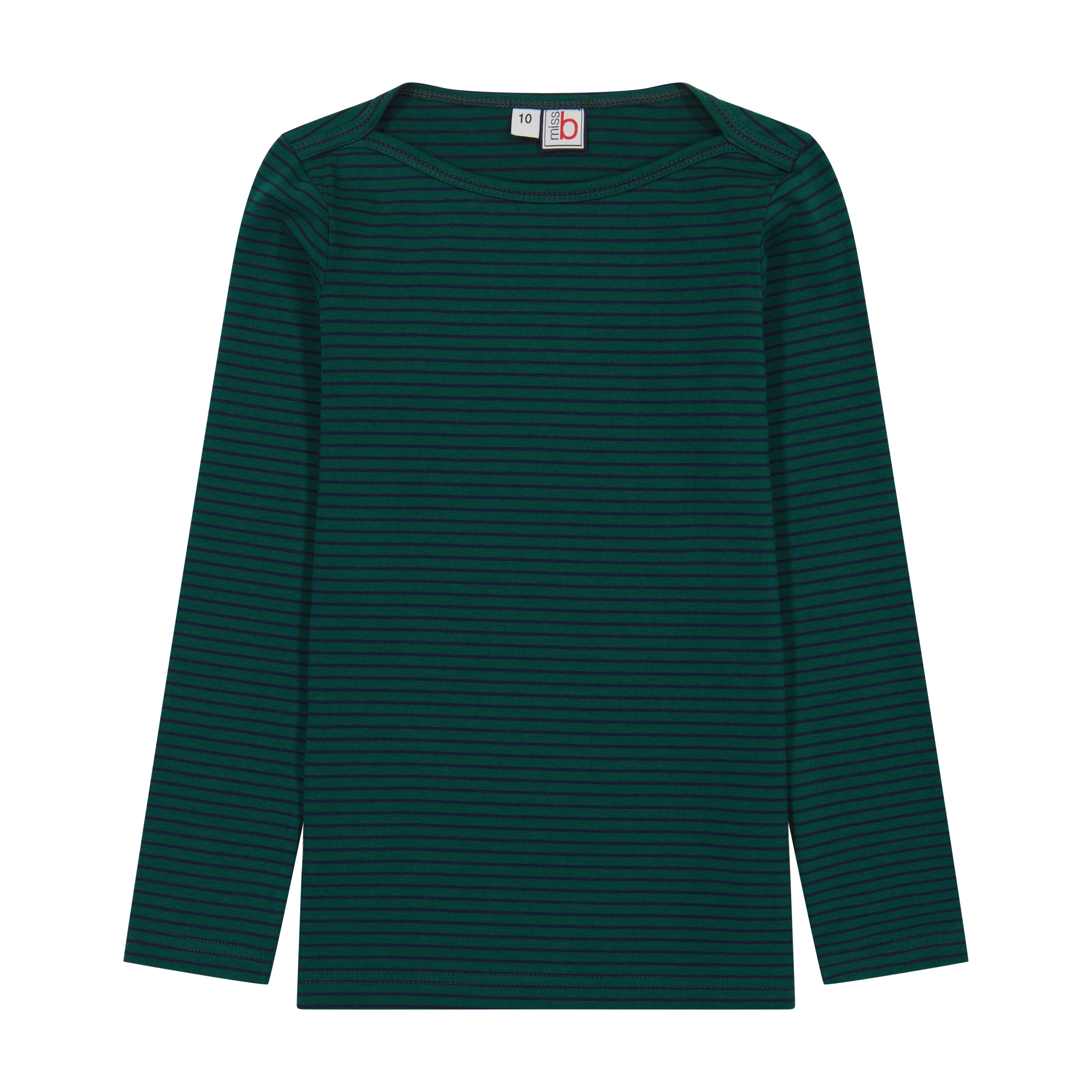 Bateau Tee Shirt for Women - Classic Forest Navy Striped Boat Neck Top | Casual Wear, Layering, Everyday Outfits