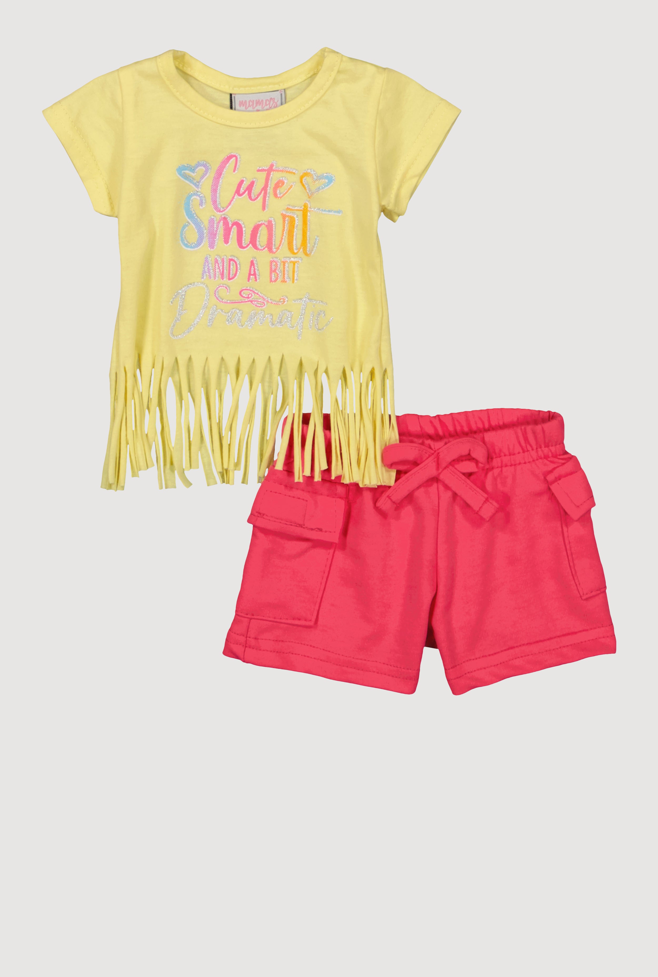 Baby Girls 0-9 Months Graphic Tee & Cargo Shorts Set - Cute Playtime Outfit for Toddler Girls - Perfect for Playdates, Daycare & Summer Adventures