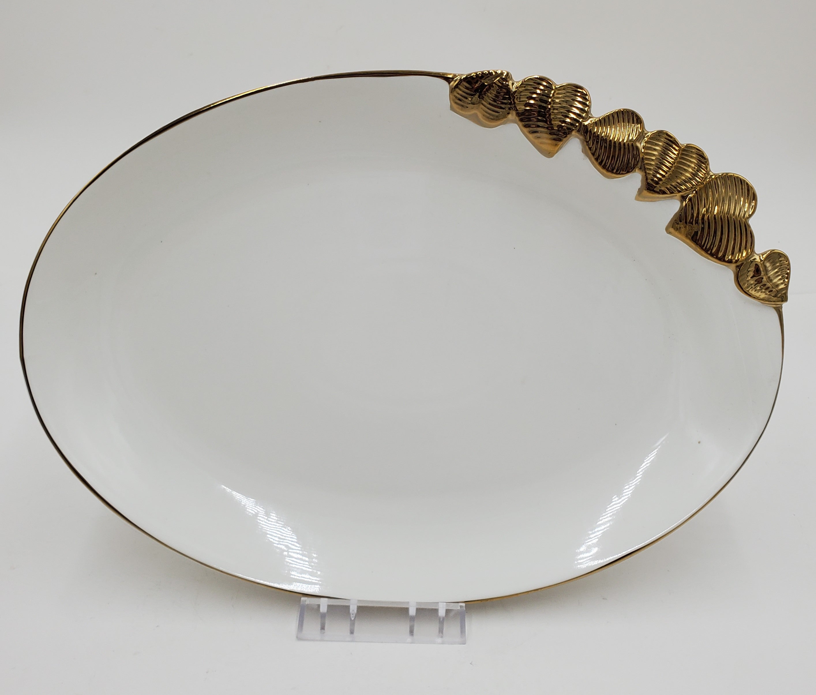 13.5x9.5 Inch Gold Design Oval Serving Platter - Elegant Appetizer Tray for Parties, Weddings & Holiday Entertaining