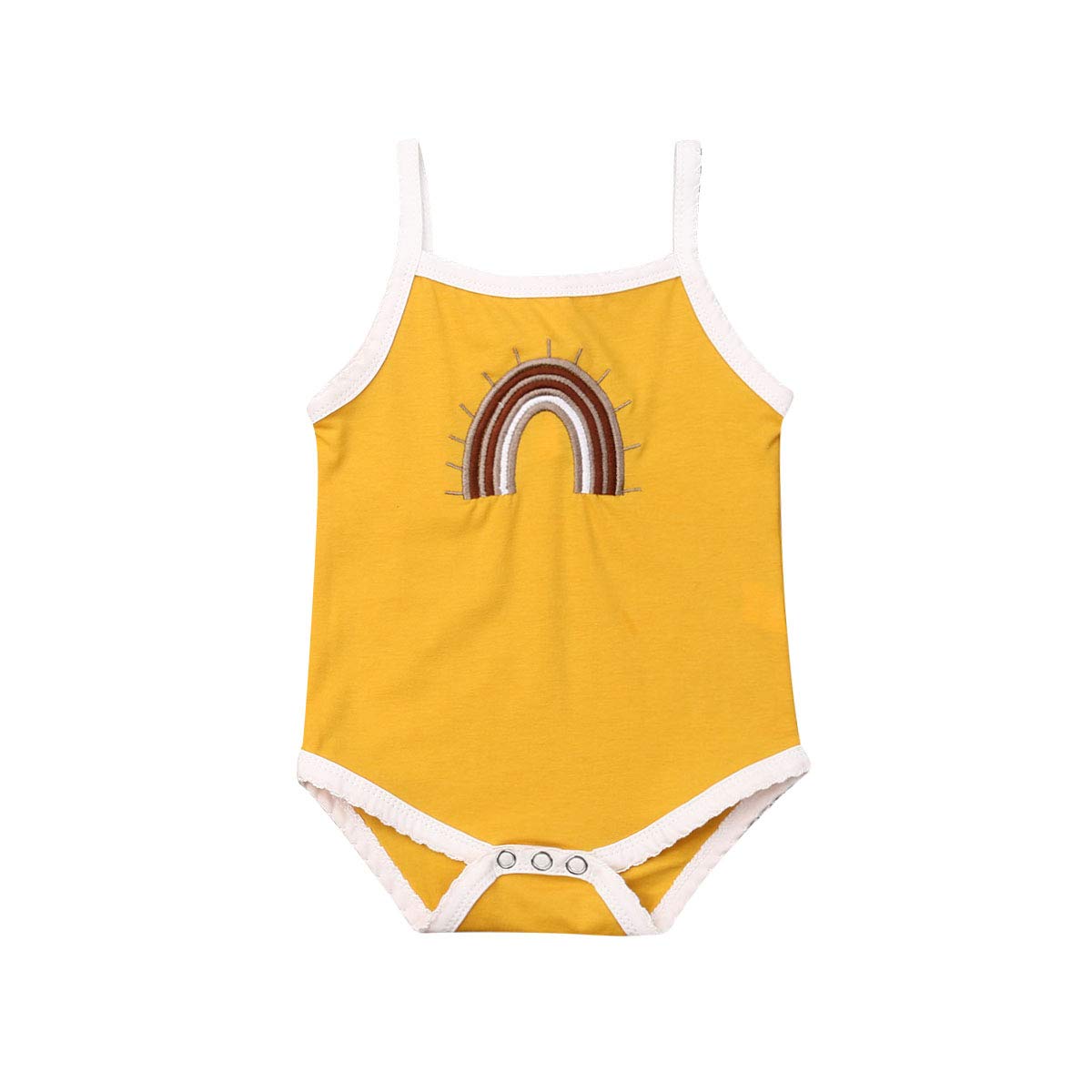 Newborn Girls Romper - Rainbow Print Sleeveless Jumpsuit for Baby Girls | Soft Cotton Summer One-Piece Outfit | Perfect for Playdates, Beach Trips & Photoshoots
