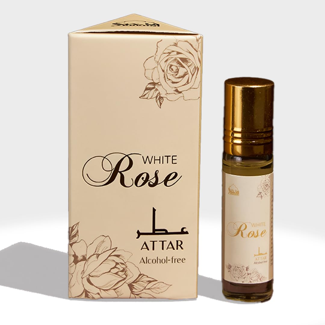 Premium Dukhni White Rose Attar Oil - 100% Pure Arabic Perfume for Men & Women | Long-Lasting Oud Oil & Woody Fragrance Roll-On | Vegan, Alcohol-Free Islamic Perfume | Perfect for Eid, Ramadan, Umrah Gifts | Daily Wear, Special Occasions & Spiritual Ceremonies