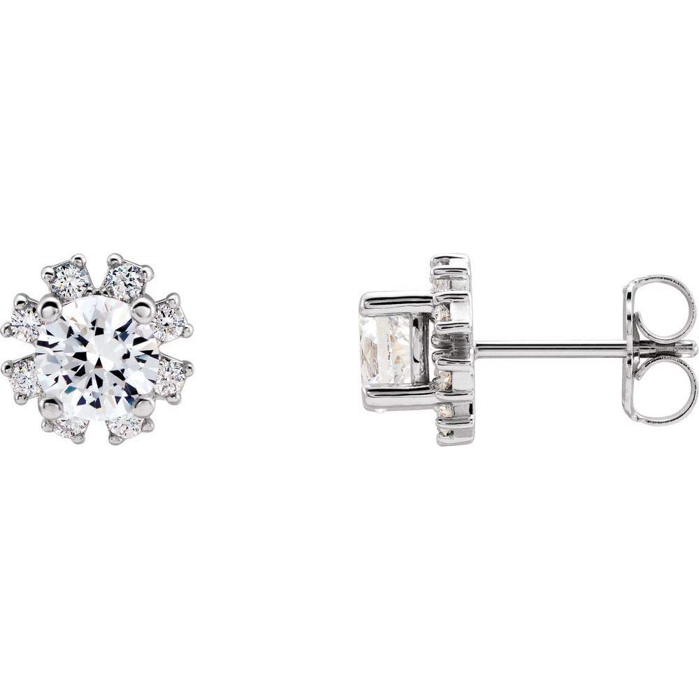 1ct Diamond Stud Earrings for Women - 14K White Gold Princess Cut Earrings | Perfect for Weddings, Anniversaries & Everyday Elegance