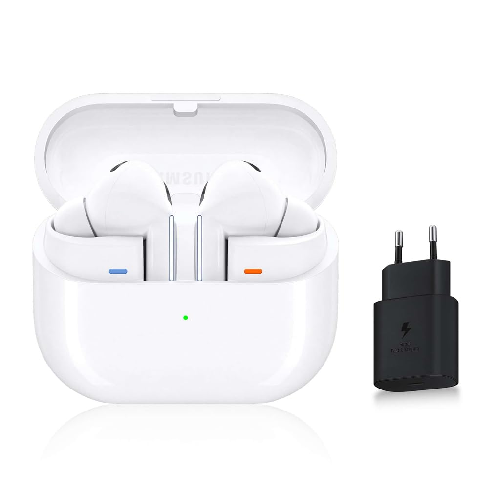 Samsung Galaxy Buds3 Pro Wireless Earbuds with Active Noise Cancelling, 360 Audio & Galaxy AI - White | Bluetooth Headphones with Fast Charging (French Version) [Amazon Exclusive] - Perfect for Workouts, Commuting & Travel