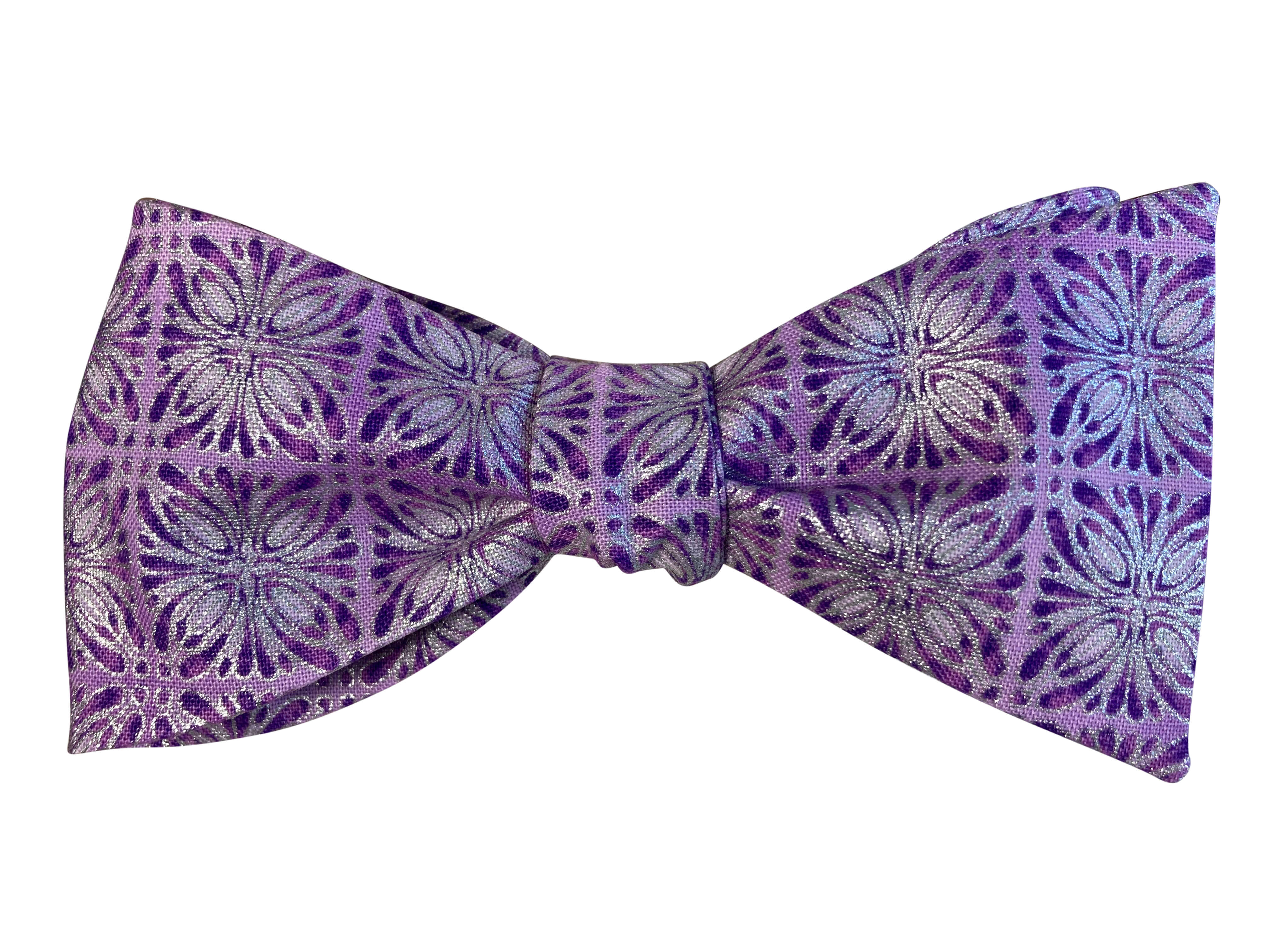 Elegant Mauve and Silver Bow Tie for Men - Perfect for Weddings, Prom, and Formal Events