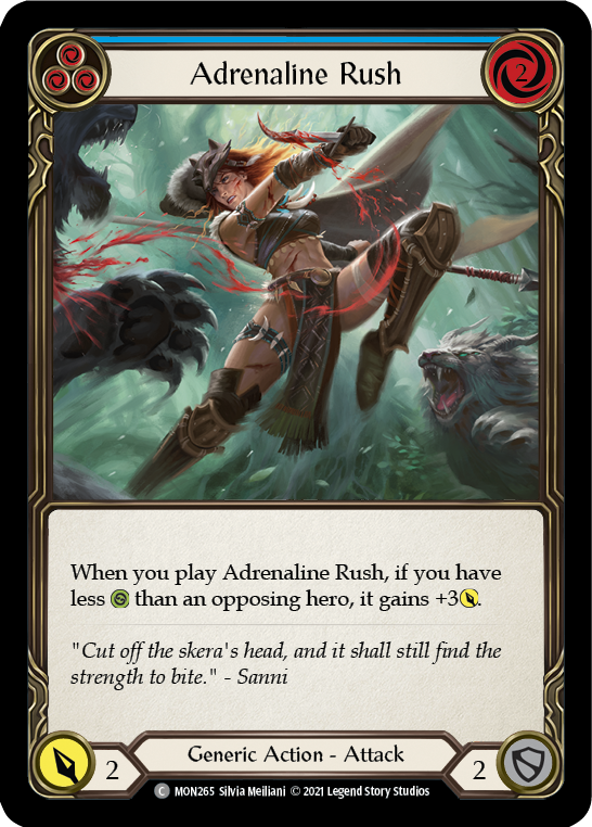 Adrenaline Rush (Blue) 1st Edition Rainbow Foil Trading Card - Monarch Series [MON265 RF] | Collectible Game Card for MTG Players & TCG Enthusiasts