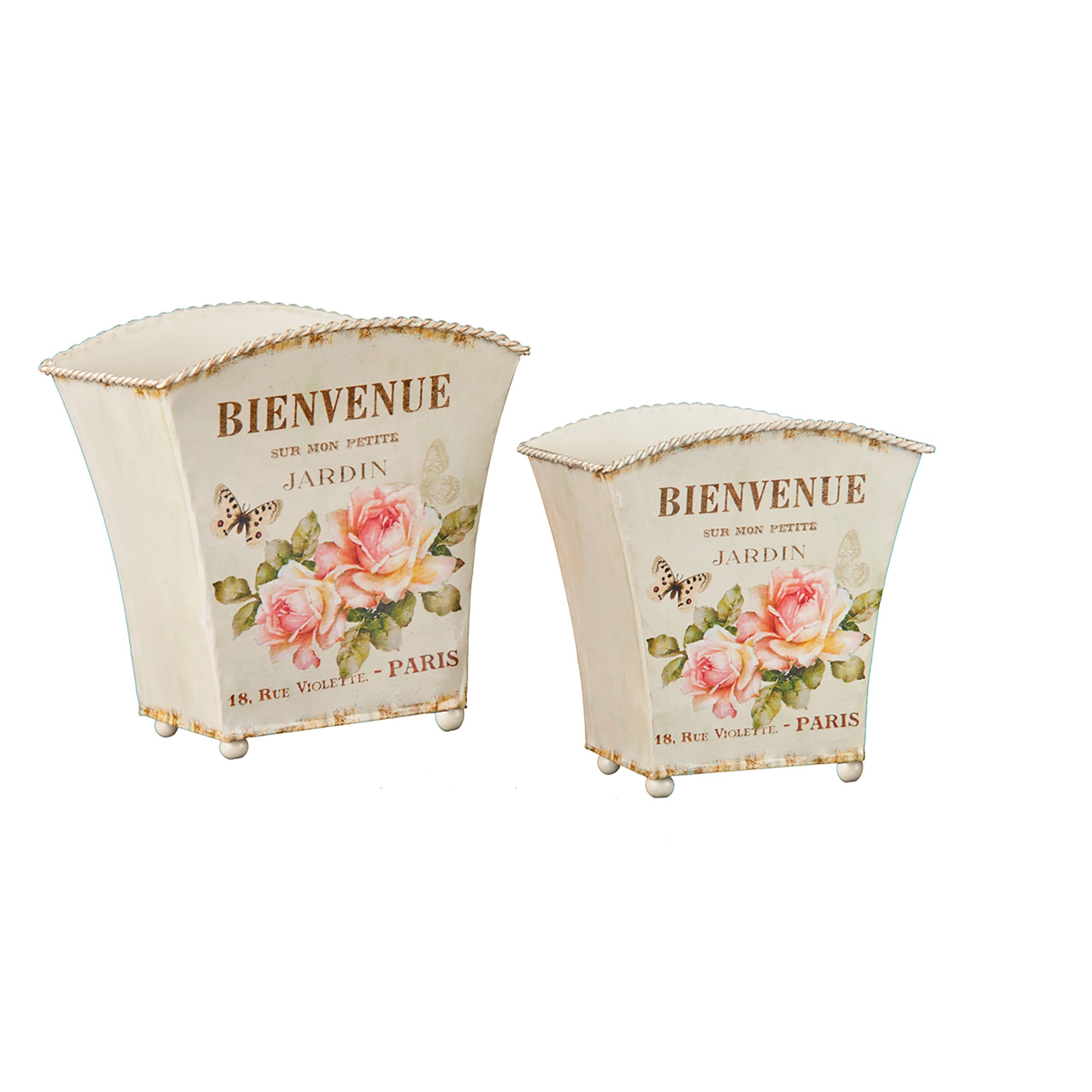 C&F Home 2-Pack Rose Design Ceramic Cache Pots - Elegant Flower Planters for Indoor & Outdoor Decor, Perfect for Home, Garden, and Office Use