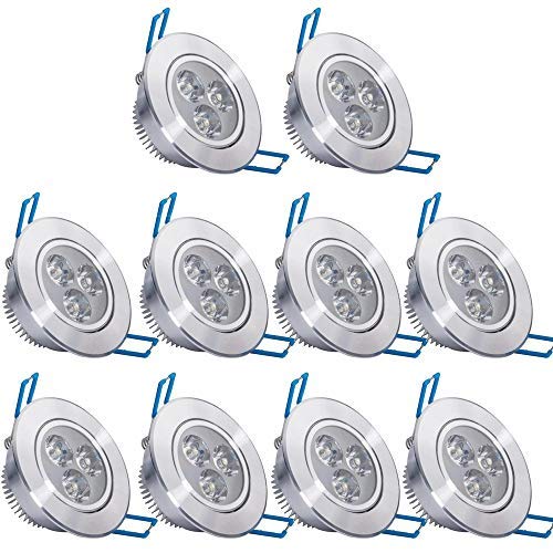 10 Pack Dimmable LED Ceiling Downlight 3W 110V Cool White Recessed Lighting Fixture with Driver - Perfect for Kitchen, Bathroom, Bedroom, and Hallway Spot Lighting