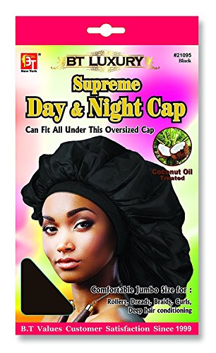 Beauty Town Day & Night Sleep Cap (Jumbo Size) - Extra Large Brown Hair Bonnet for Women - Perfect for Curly Hair Protection, Nighttime Hair Care & Travel Accessories