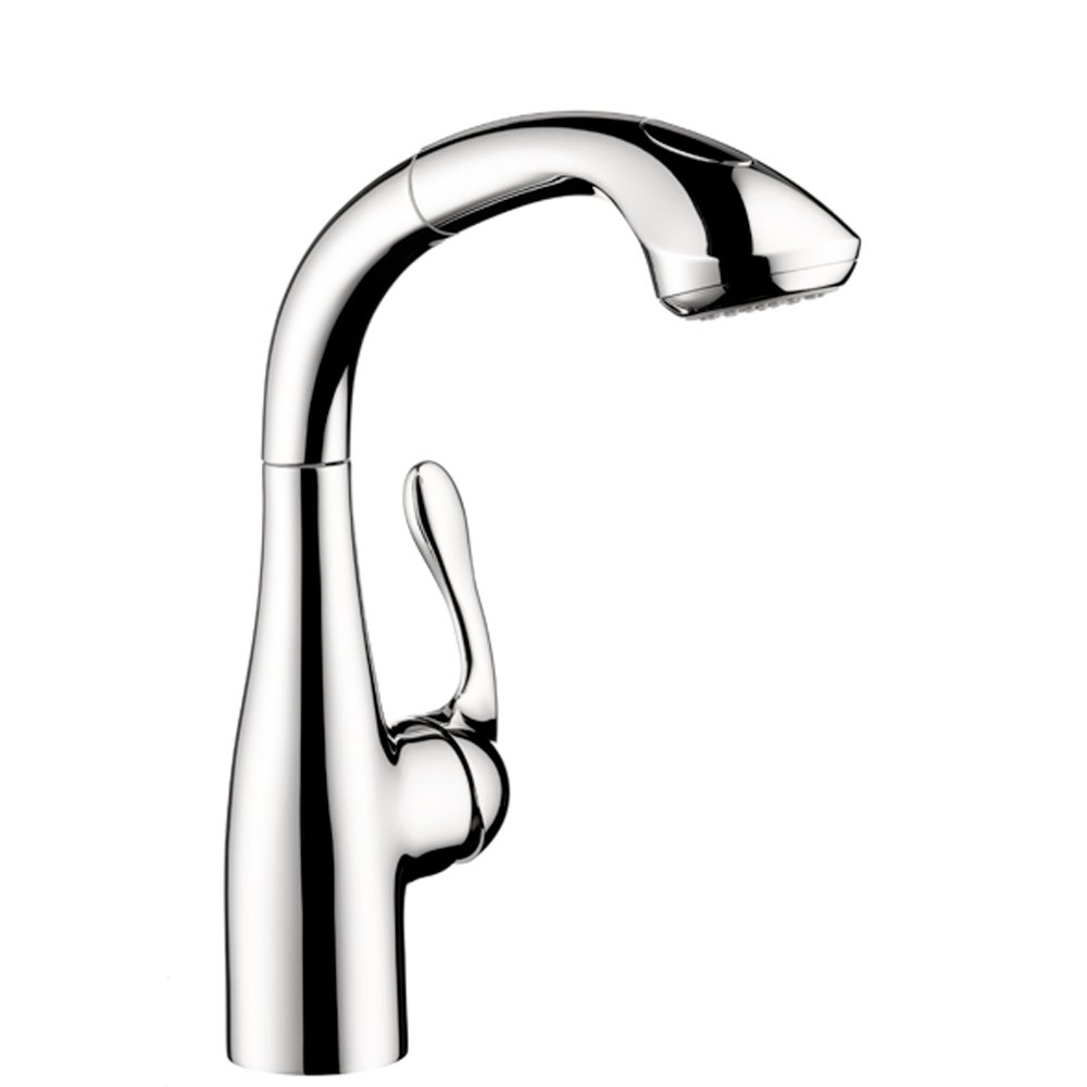 Hansgrohe Allegro E Chrome Bar Kitchen Faucet with Pull-Out Sprayer - Modern Chrome Finish for Kitchen Sink (Model 04067000) - Perfect for Cooking, Washing Dishes & Food Prep