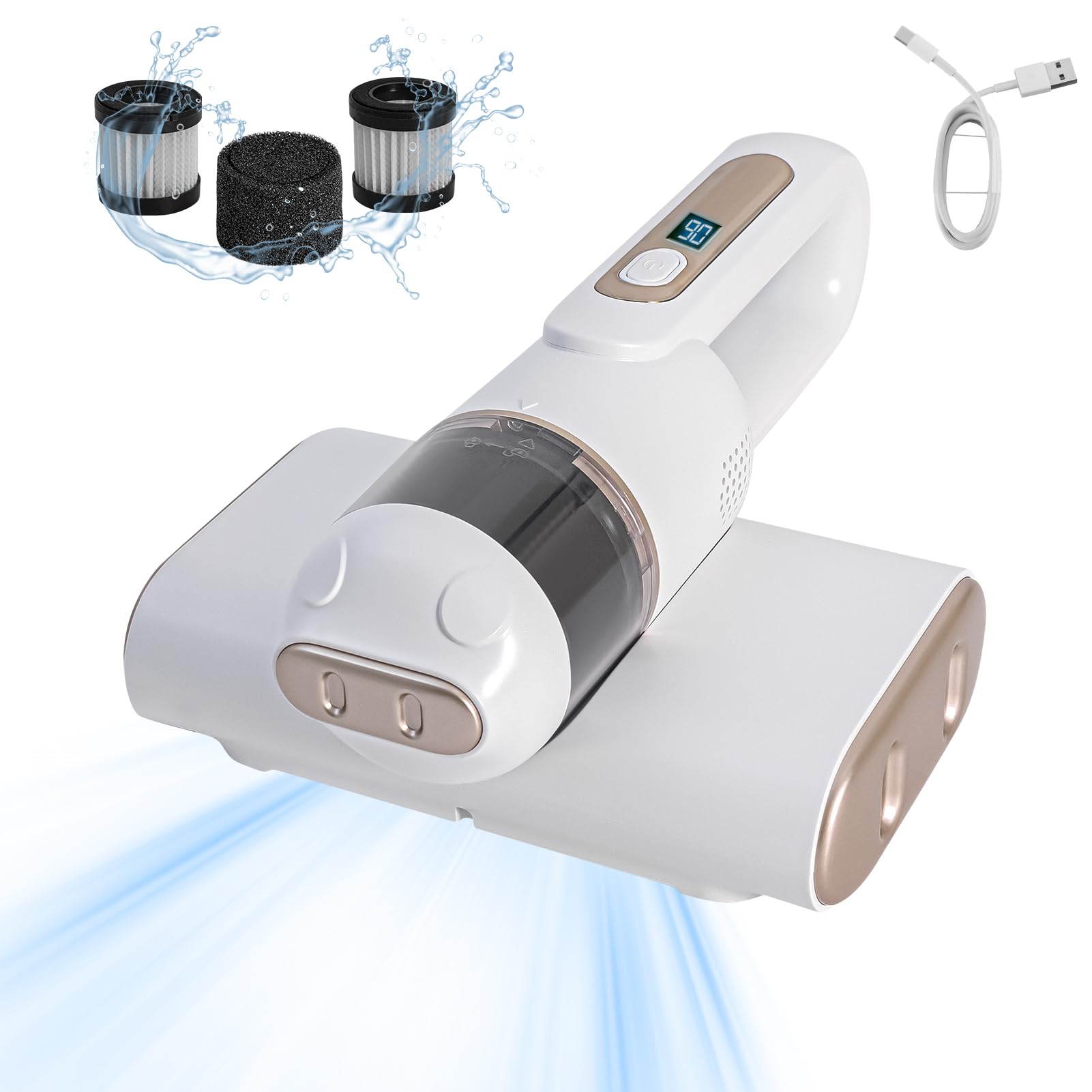 Cordless Mattress Vacuum Cleaner - 12KPa Powerful Suction, 6-Speed Adjustable, Ultra Quiet Handheld Vacuum for Deep Cleaning Beds, Pillows, Sofas & Furniture | Perfect for Allergy Relief & Pet Hair Removal