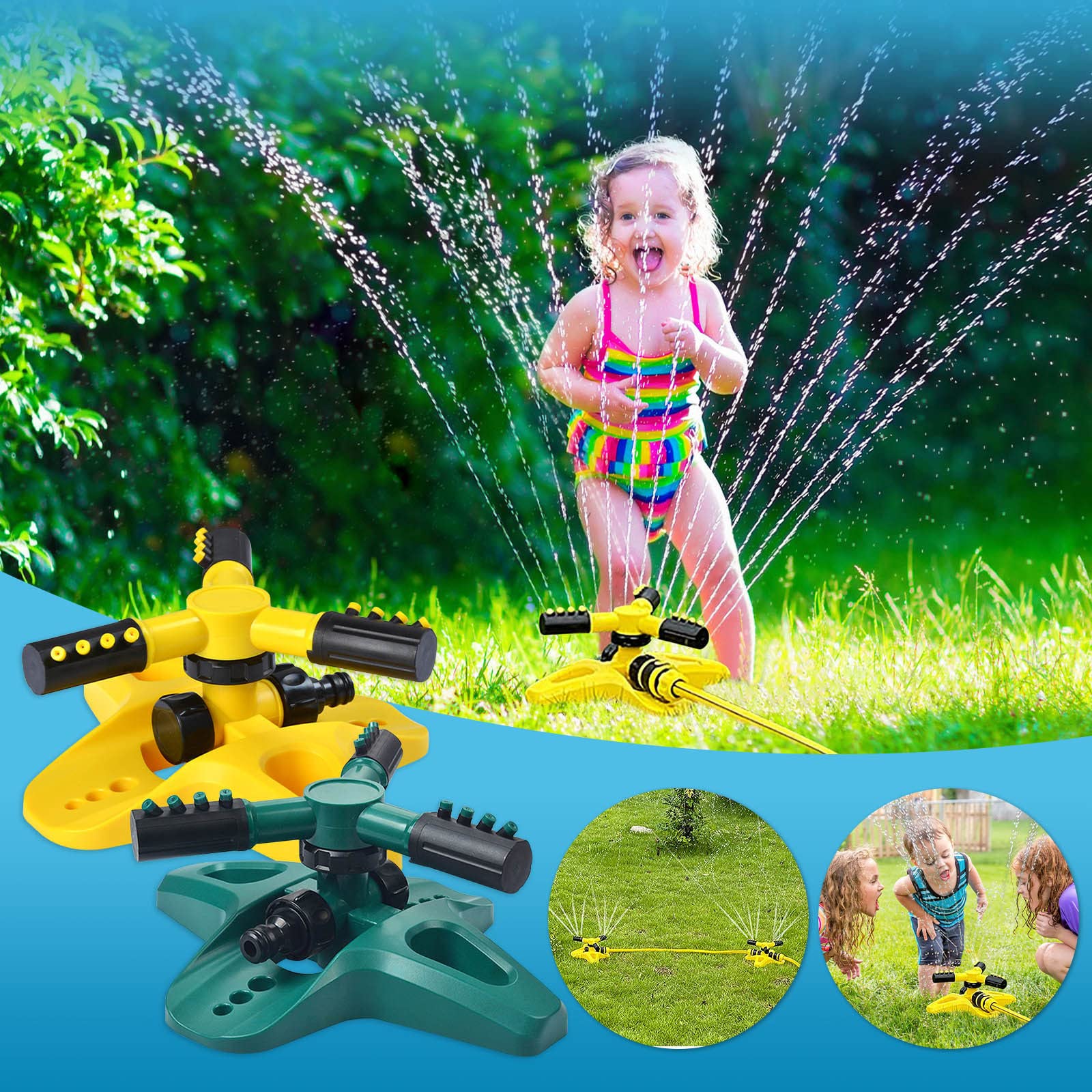 360° Rotating Garden Sprinkler for Large Yards - Heavy Duty Lawn & Vegetable Sprinkler with Adjustable Spray Patterns | Perfect for Watering Grass, Plants, Flower Beds & Backyard Landscaping