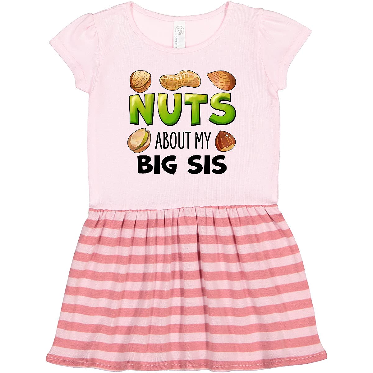 Inktastic Nuts About My Big Sis Peanut Almond Pistachio Toddler Dress - Cute Sibling Matching Outfit for Family Photos & Special Occasions