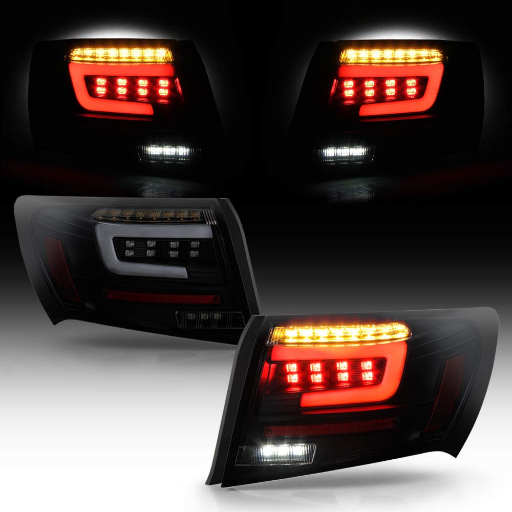 ACANII Black Smoked LED Tail Lights for 2008-2011 Subaru Impreza WRX 4-Door Sedan - High Performance Brake Lamps with Tube Design (Left+Right Pair) | Perfect for Night Driving & Car Customization