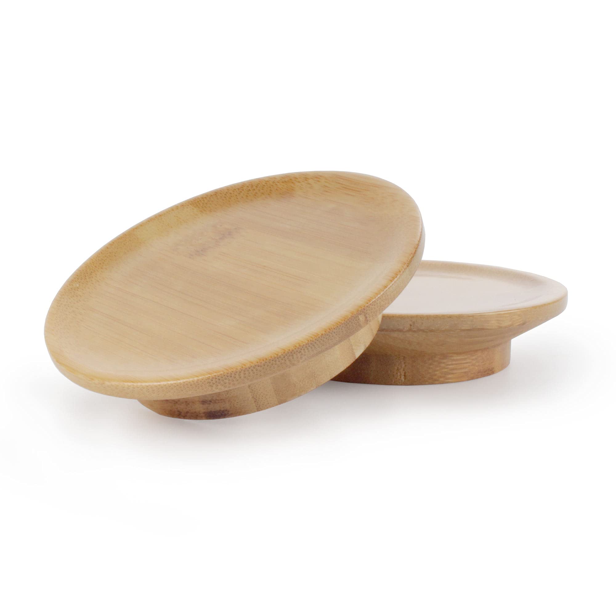 Dual Use Bamboo Coasters and Glass Toppers Set - 4 Inch Round Natural Bamboo Drink Coasters (100 Pieces) - Perfect for Home, Office, and Party Use