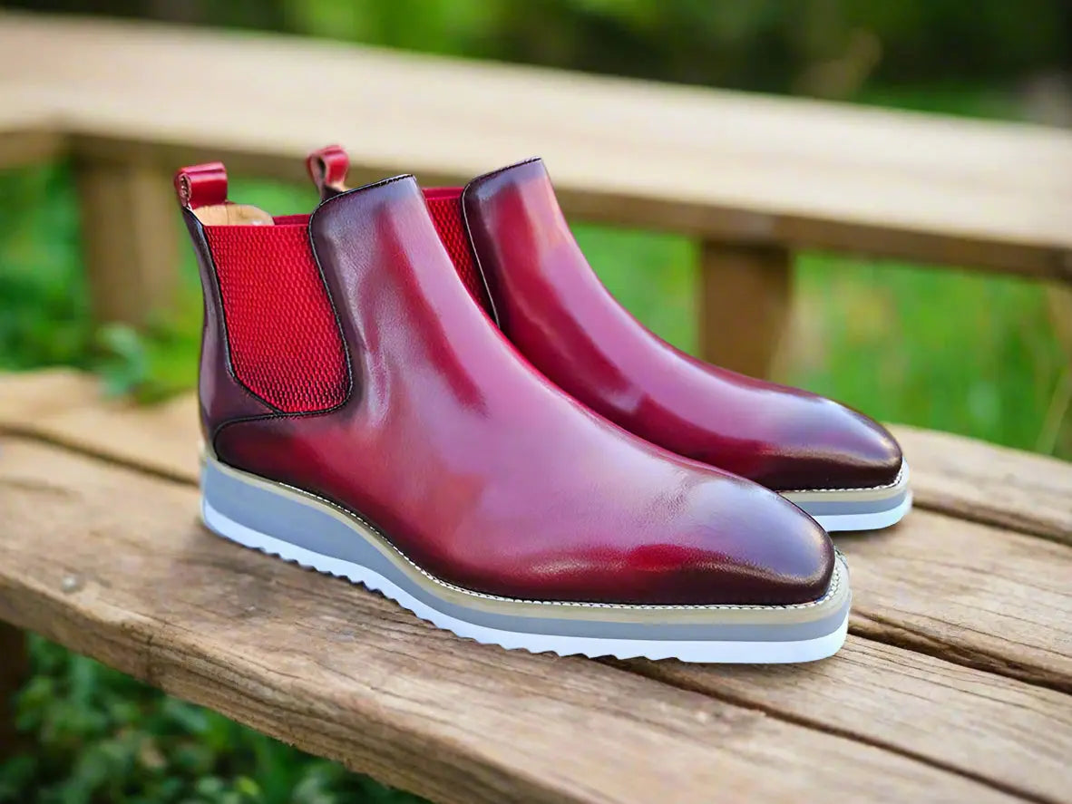Premium Men's Patina Leather Chelsea Boots - Waterproof & Comfortable - Perfect for Casual, Office & Outdoor Wear