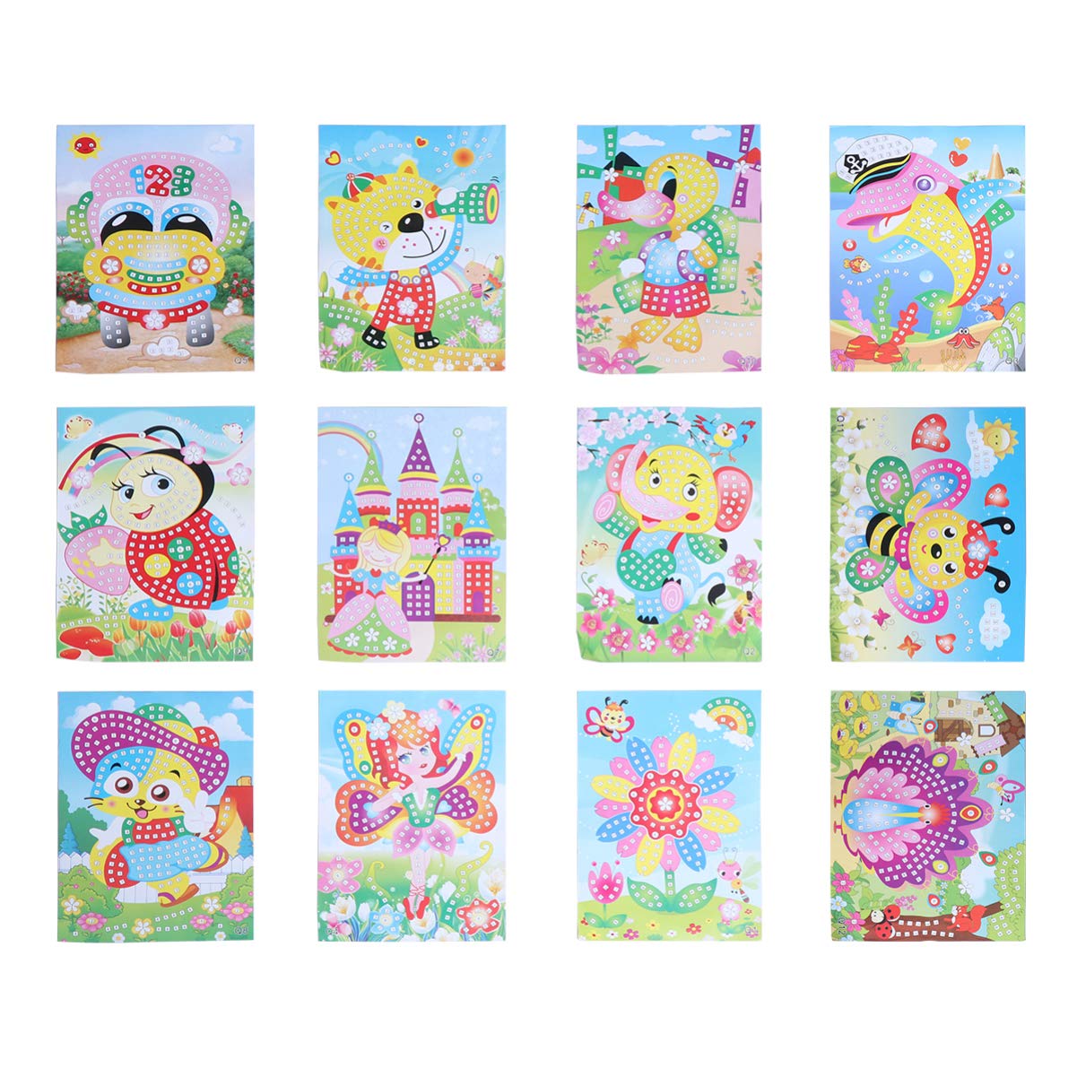 Toddmomy 3D DIY Mosaic Stickers for Kids - 12PCS EVA Sparkle Glitter Sticky Tiles with Rhinestones, Creative Craft Puzzle Drawing Activity for Boys & Girls | Perfect for Home Decor, School Projects & Party Favors