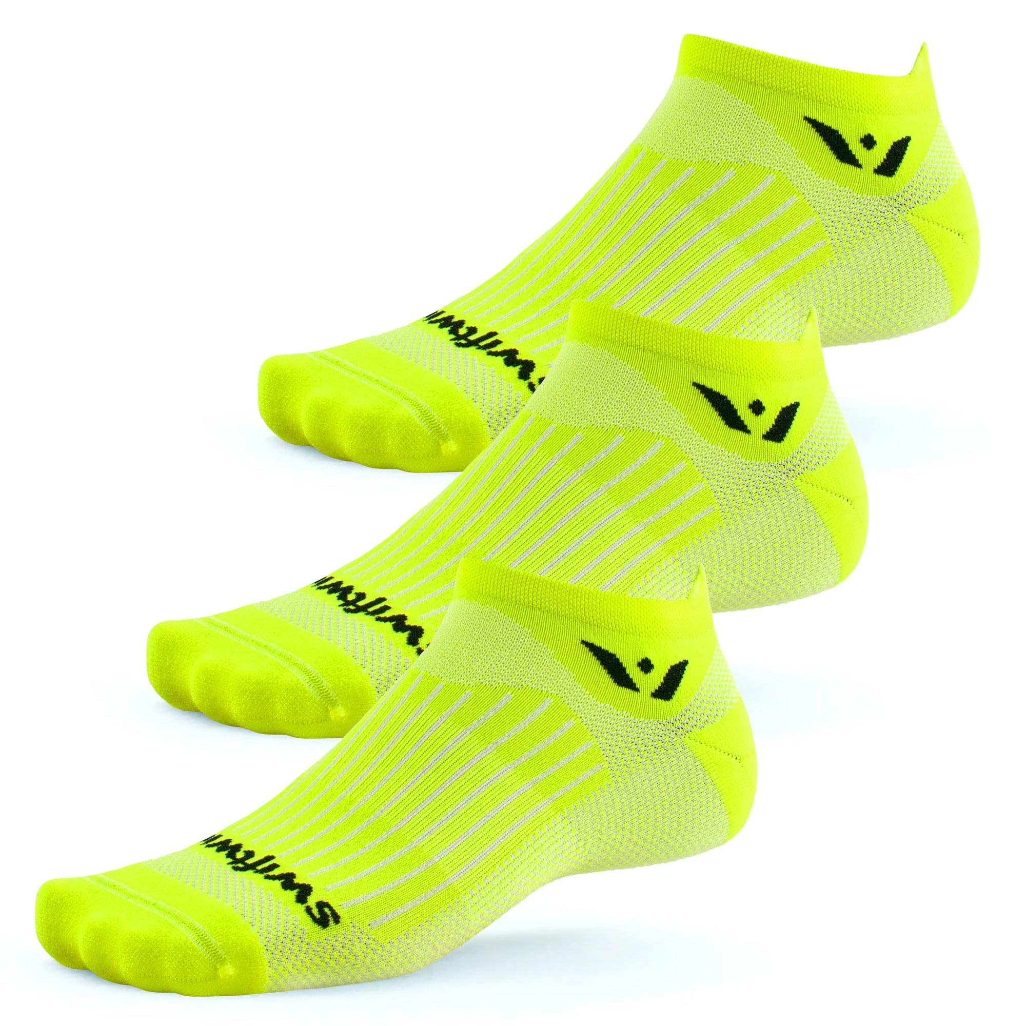 Swiftwick ASPIRE (3 Pairs) No-Show Running & Cycling Socks with Compression Fit - Perfect for Marathon Training, Gym Workouts & Outdoor Sports