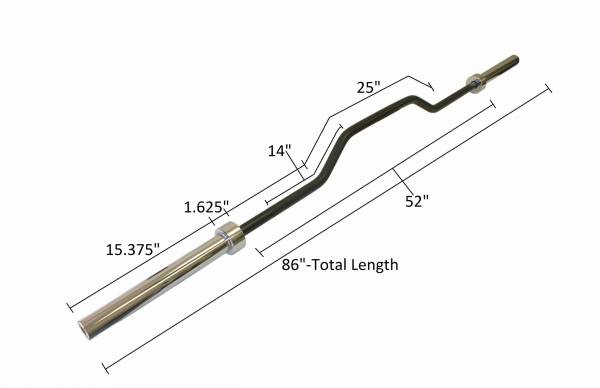 Ader Olympic 7-Foot Black Cambered Barbell with Chrome Sleeves - Weightlifting Bar for CrossFit, Powerlifting & Home Gym Workouts