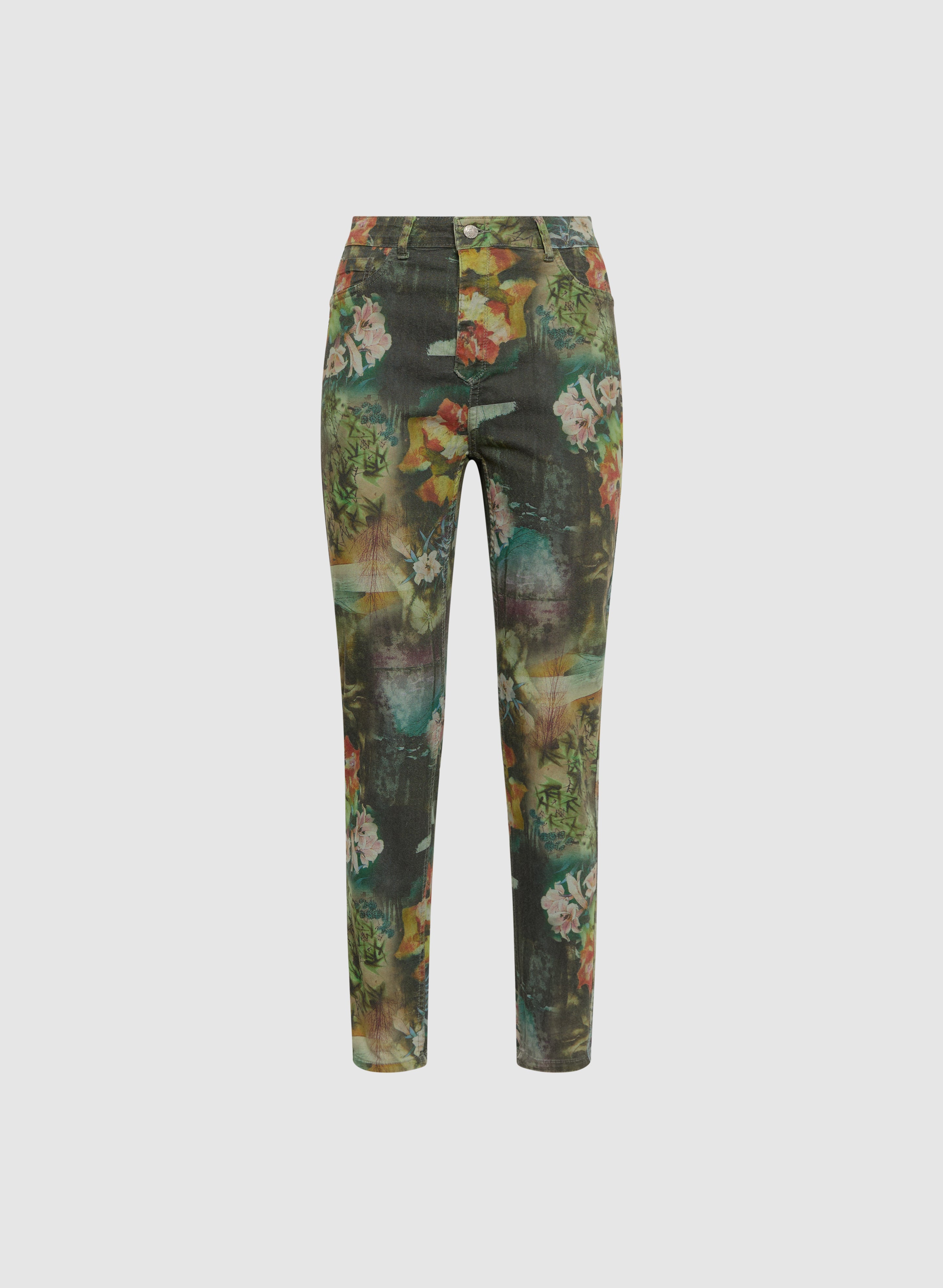 Floral Reversible Slim Leg Jeans for Women - High Waisted Stretch Denim Pants - Perfect for Casual Outings, Date Nights & Spring Fashion