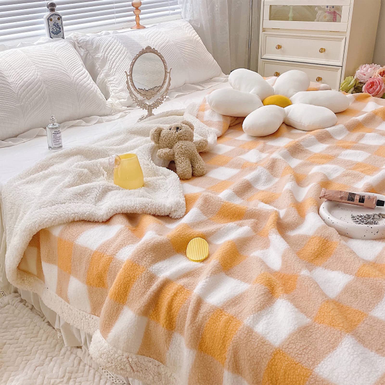 AIKES Fleece Throw Blankets for Bed & Sofa - Luxury Sherpa Blanket Super Soft & Warm - 200x220cm (78